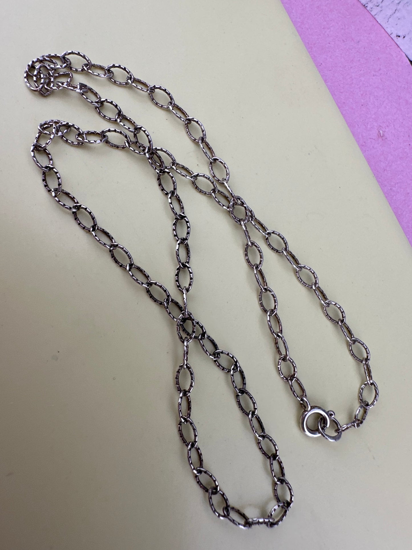 Sterling Silver Textured Oval belcher chain