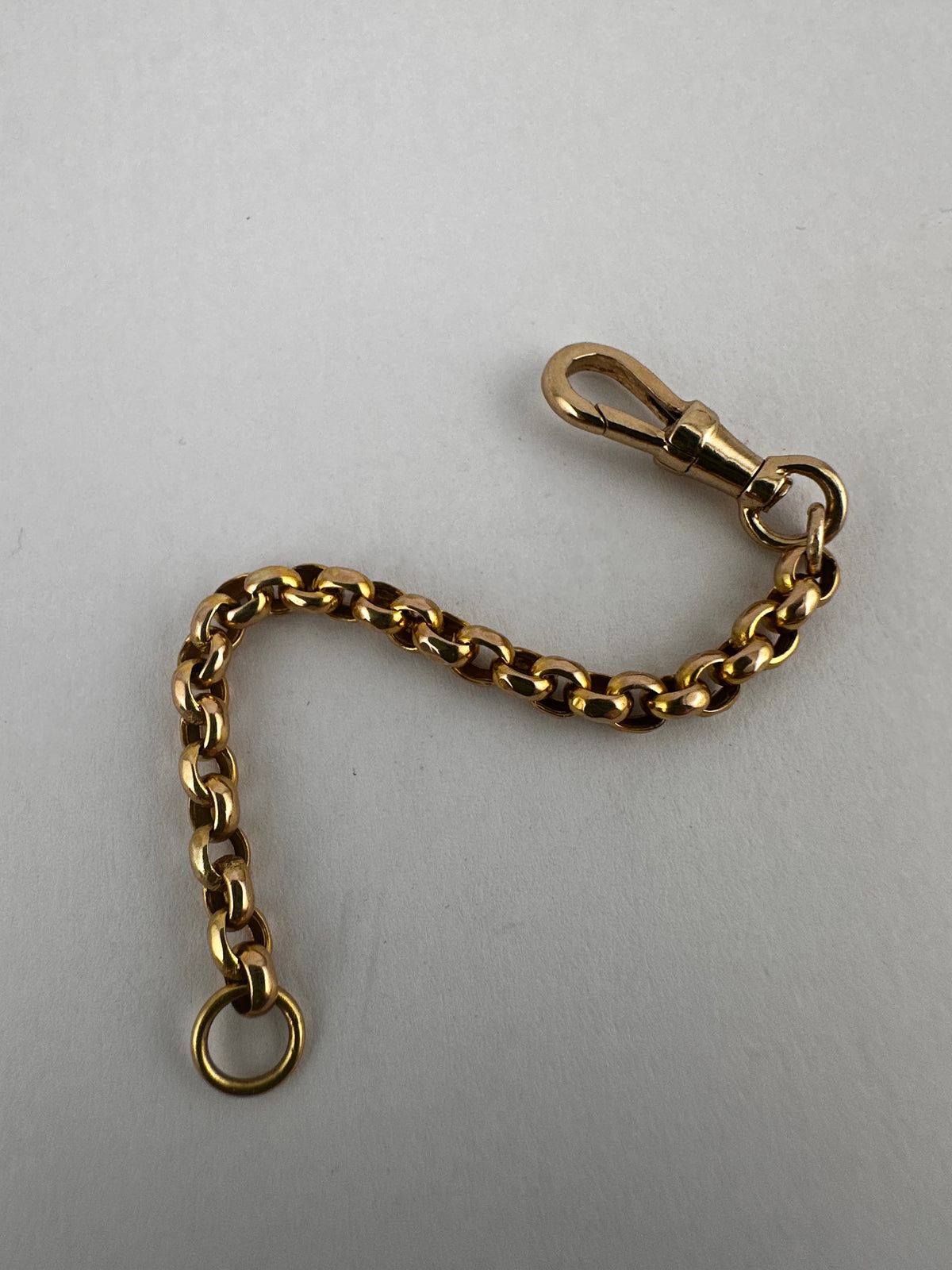 Antique 9ct yellow gold belcher extender with swivel dog clip