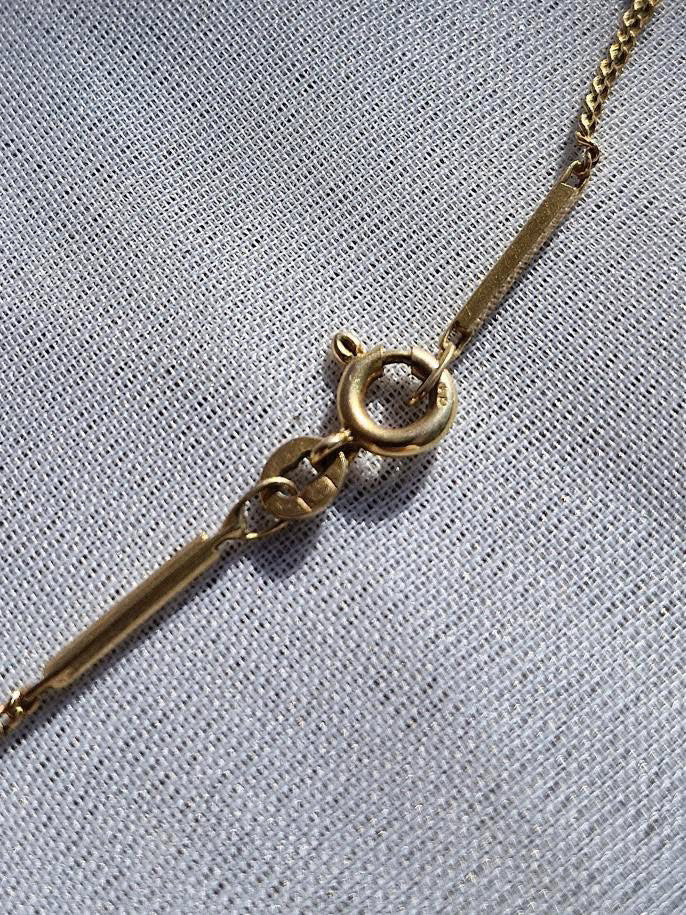 Vintage 9ct Curb & Bar station chain, 17.5inches, 3.6g, 1974