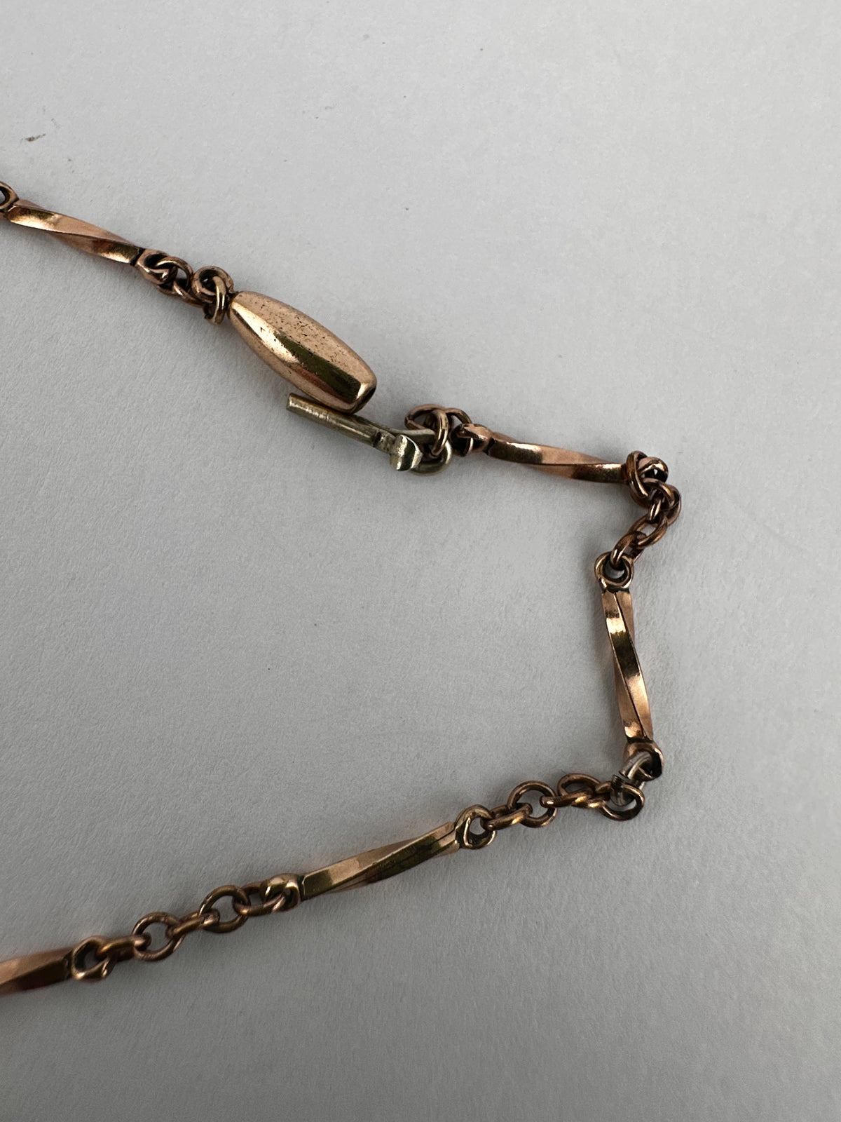 Antique 9ct Rose Gold Twist Bar station chain