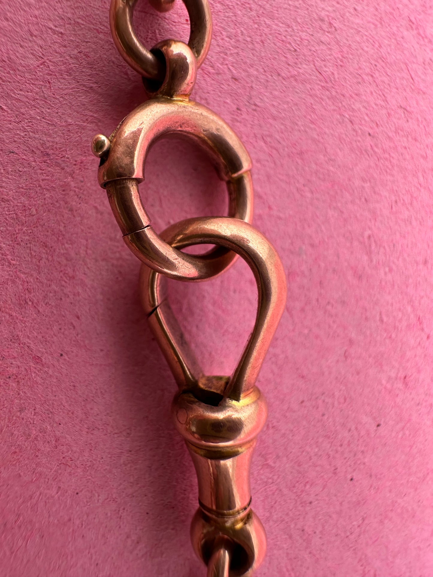 Antique 9ct Rose Gold Trombone Albert Chain