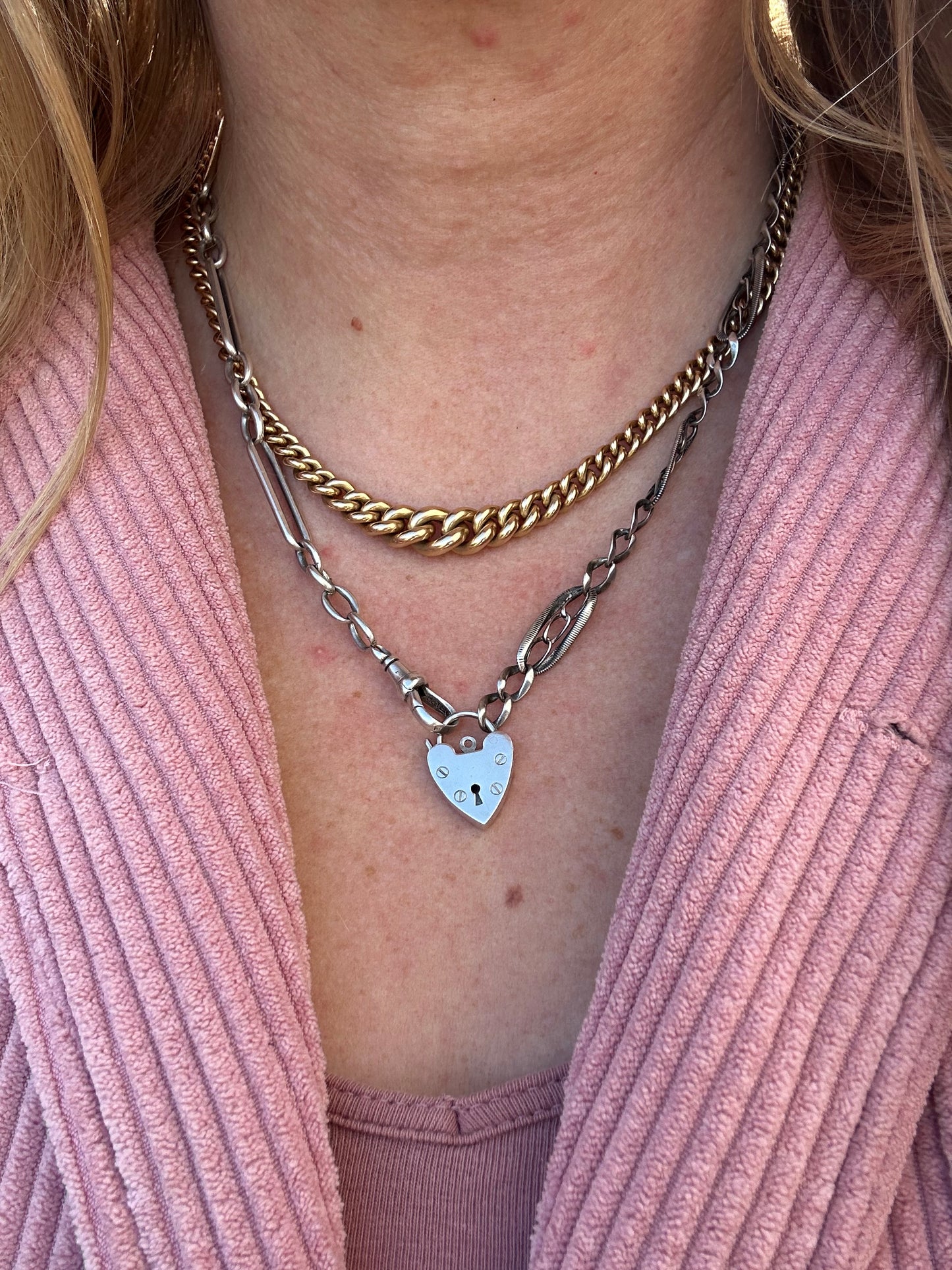 Vintage Sterling Silver Heart Padlock