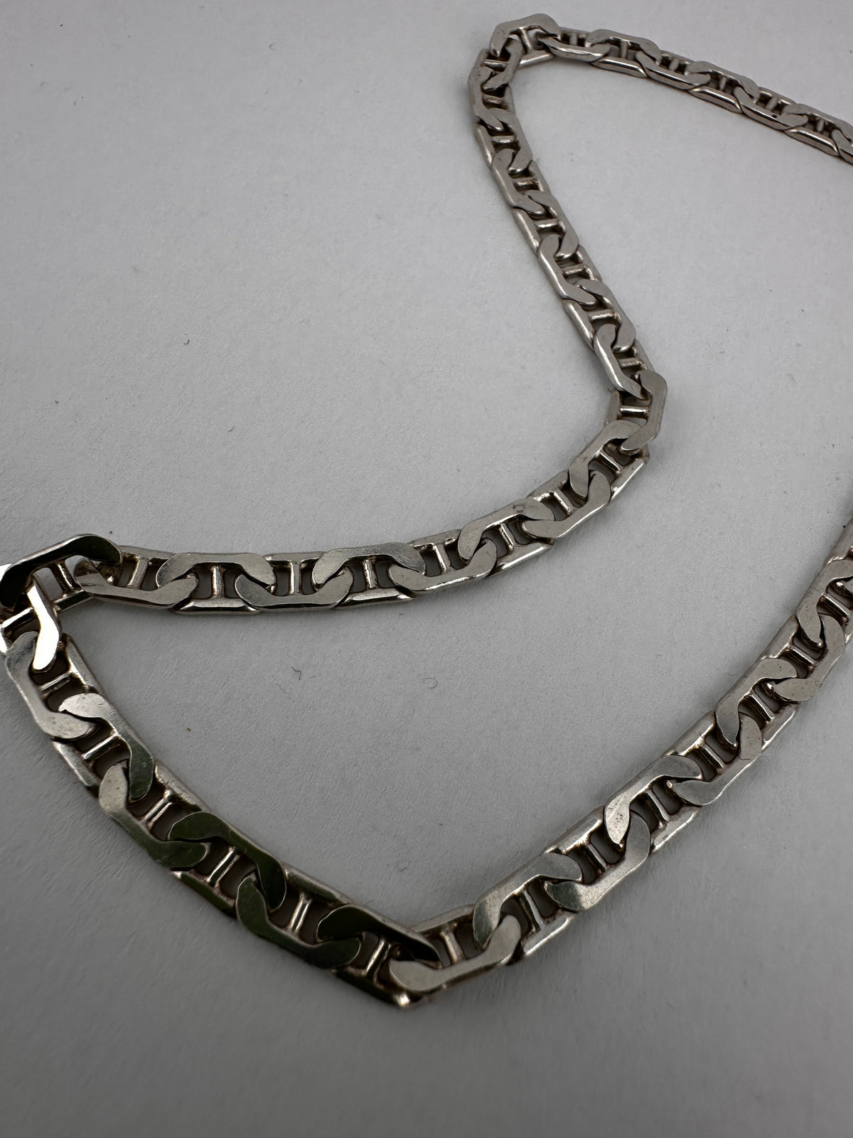 Vintage Sterling Silver Flat Mariner Chain