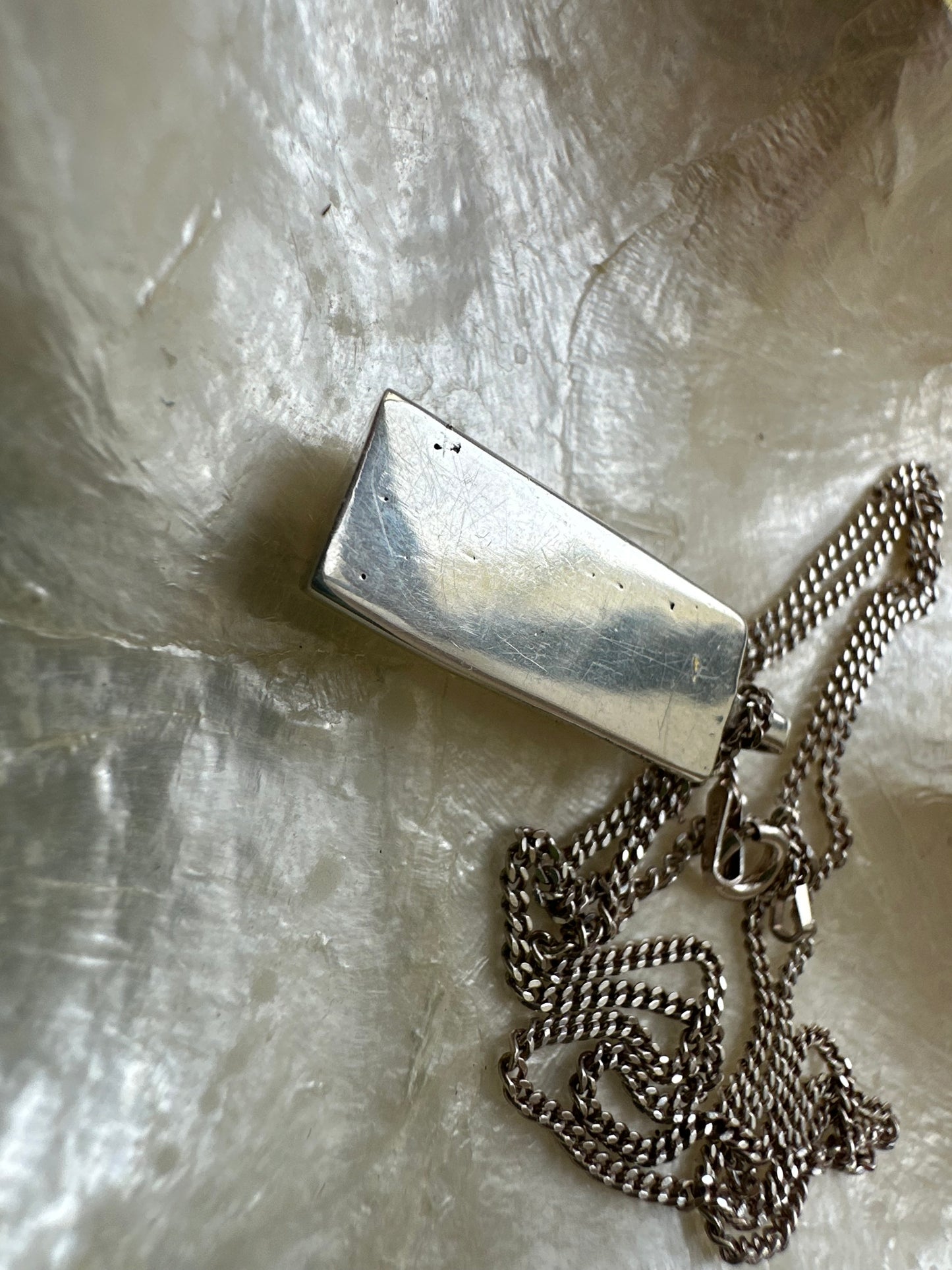 Sterling Silver ingot pendant with sterling silver curb chain