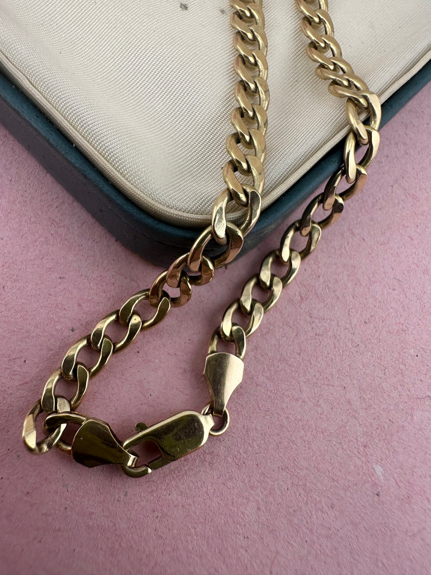 Vintage 9ct yellow gold Flat curb chain