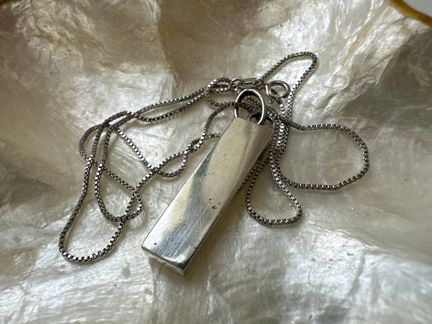 Sterling Silver Ingot pendant with sterling silver box chain