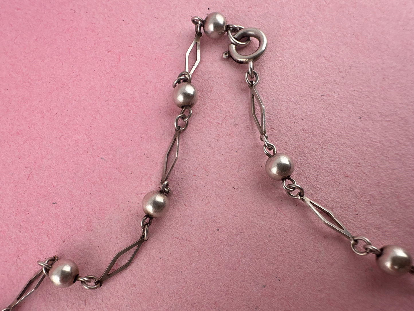 Sterling Silver Ball and lozenge link chain
