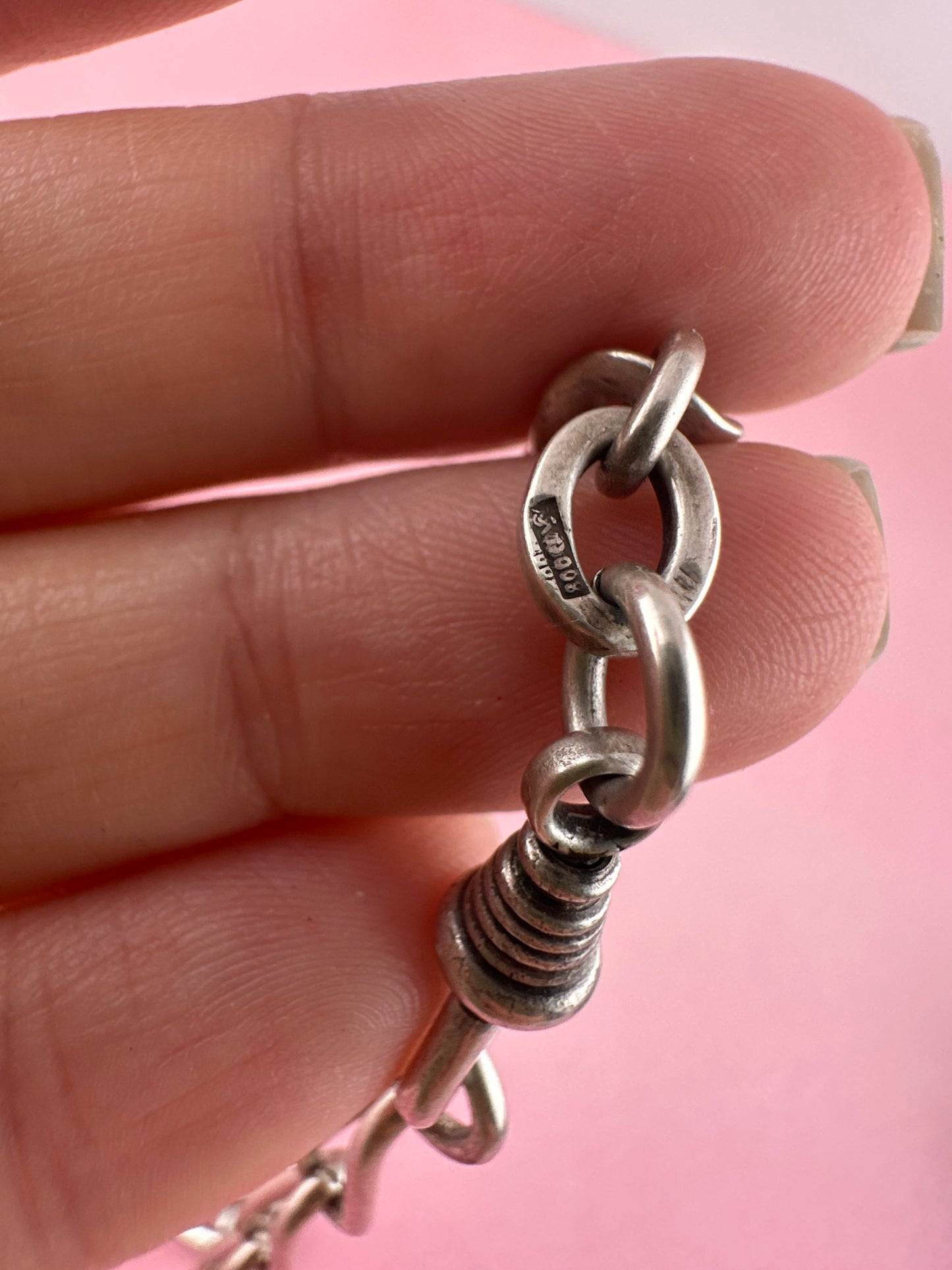 Re-imagined mixed link 800 & Sterling silver Albert chain with XL bolt clasp.