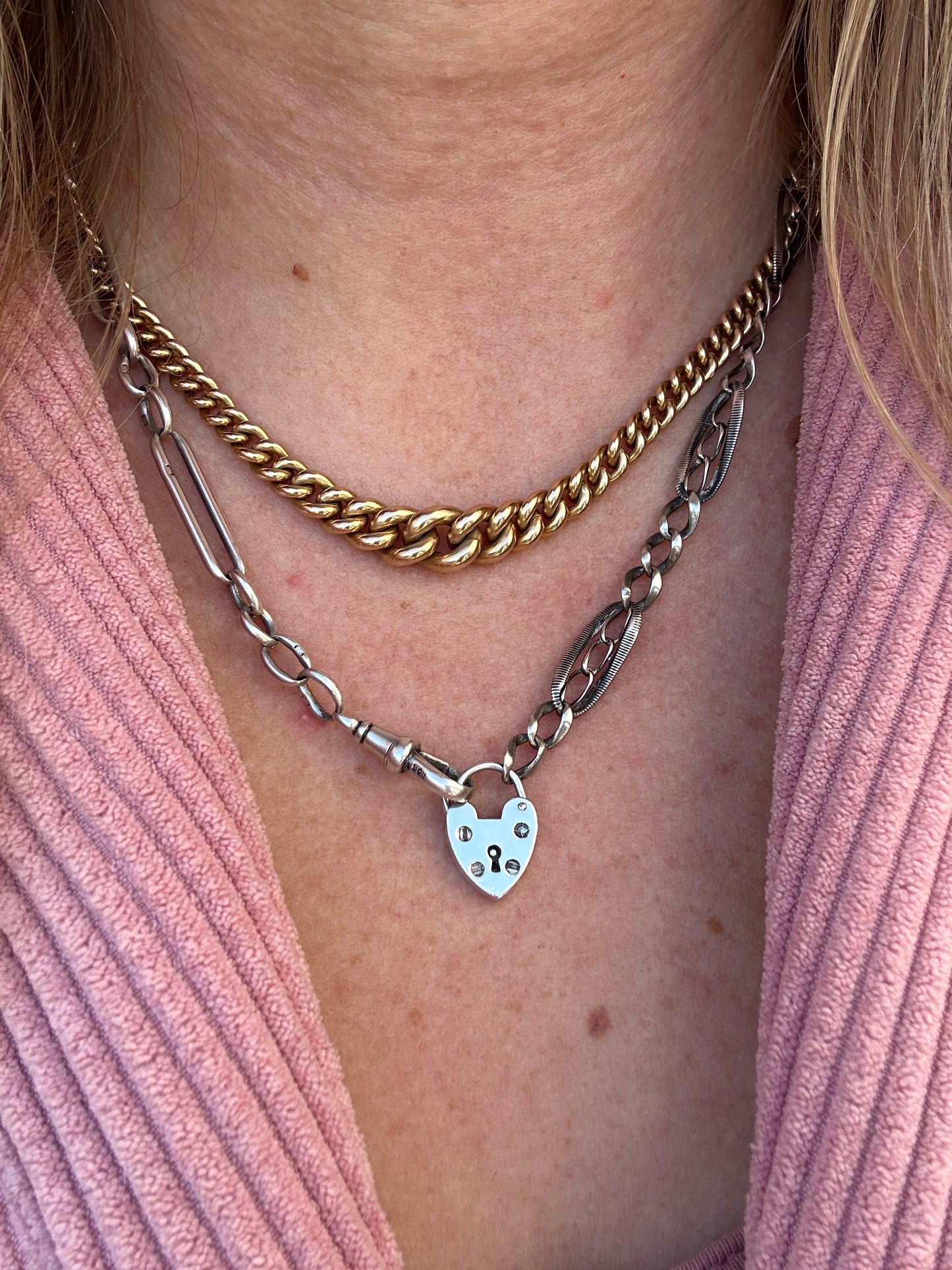 Vintage Sterling silver heart padlock