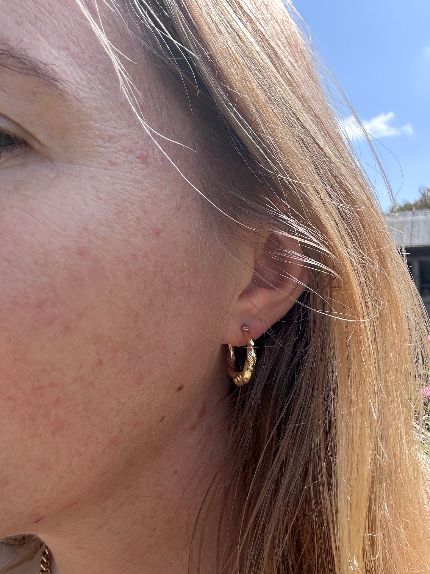 9ct Gold Puffy Stripe hoops