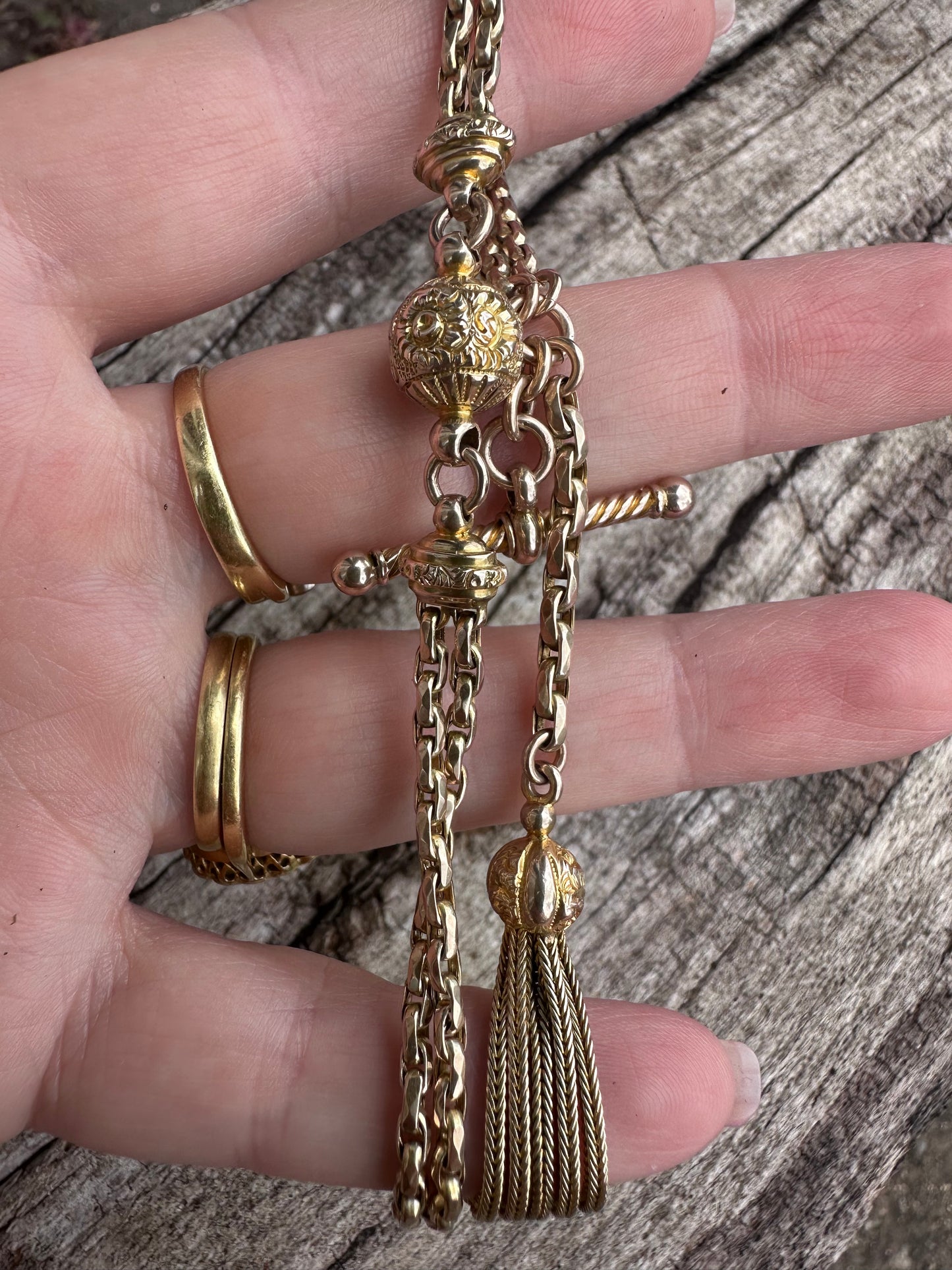 Reserved Shannon- Antique 9ct Gold Faceted Belcher Albertina chain