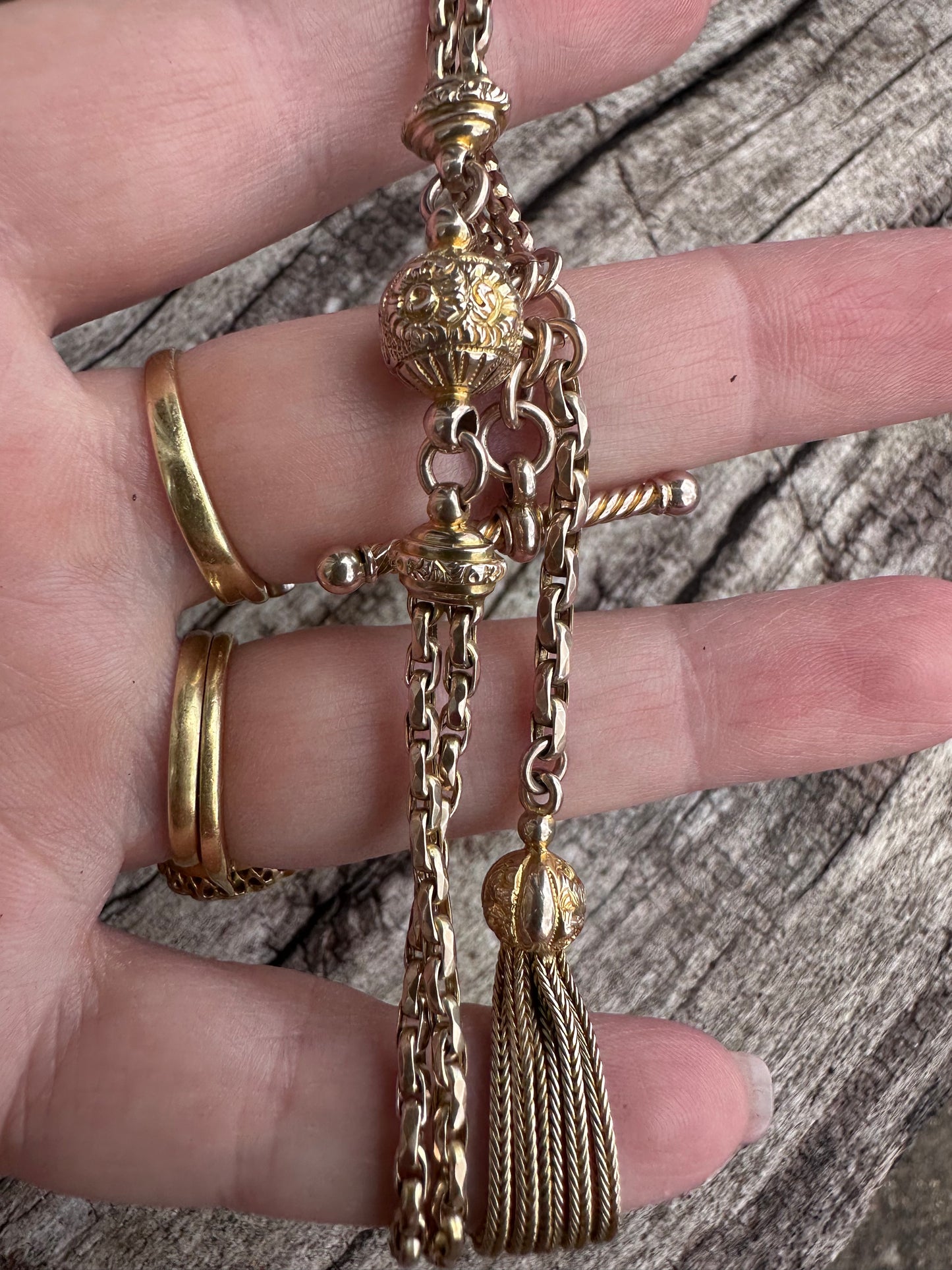 Reserved Shannon- Antique 9ct Gold Faceted Belcher Albertina chain