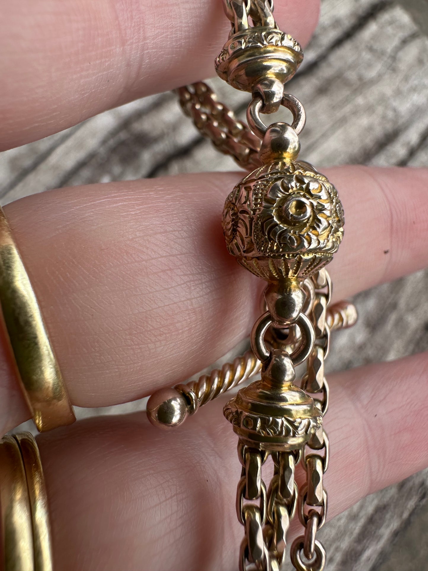 Reserved Shannon- Antique 9ct Gold Faceted Belcher Albertina chain
