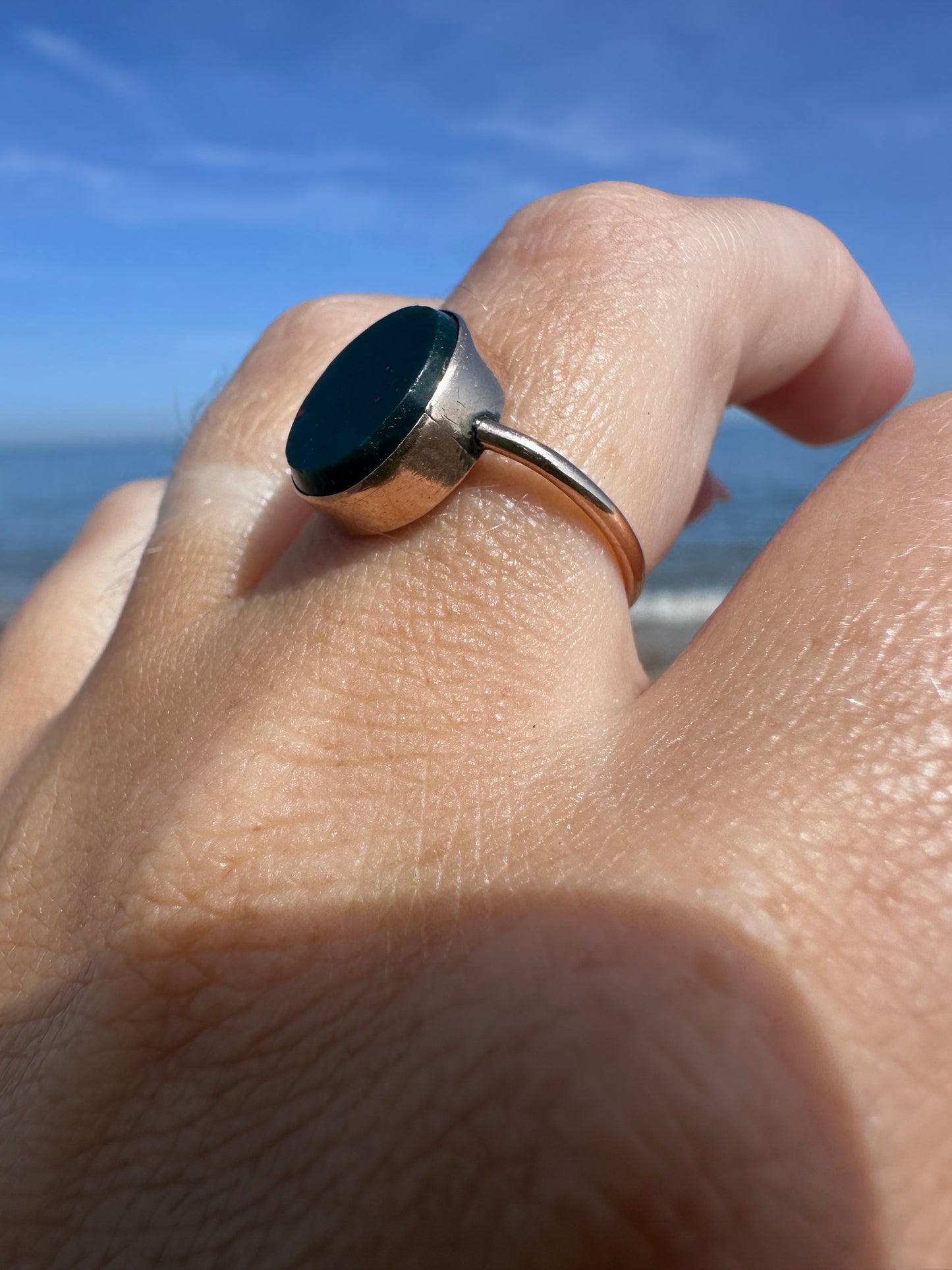 9ct Rose Gold Oval Bloodstone Ring
