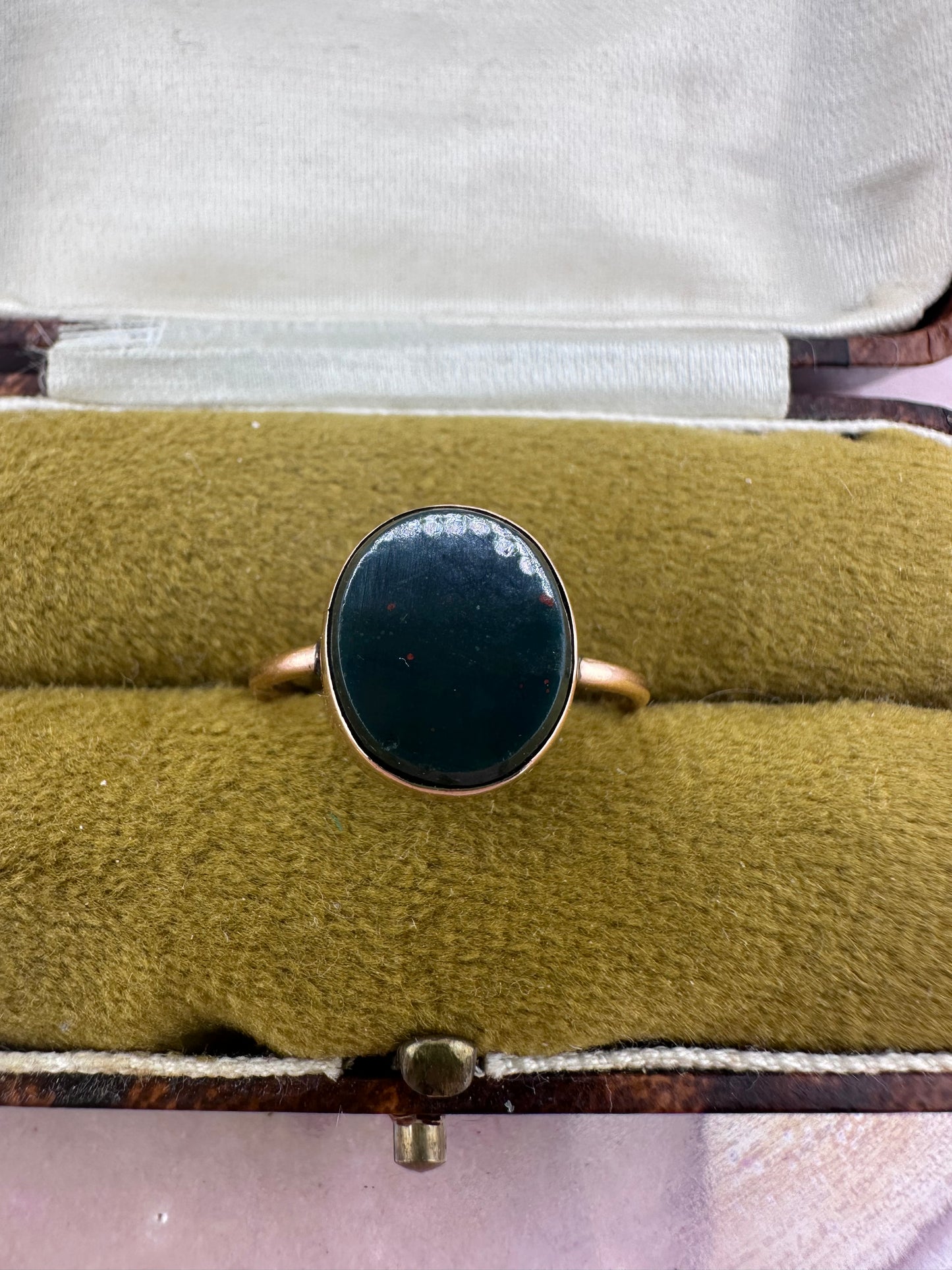 9ct Rose Gold Oval Bloodstone Ring