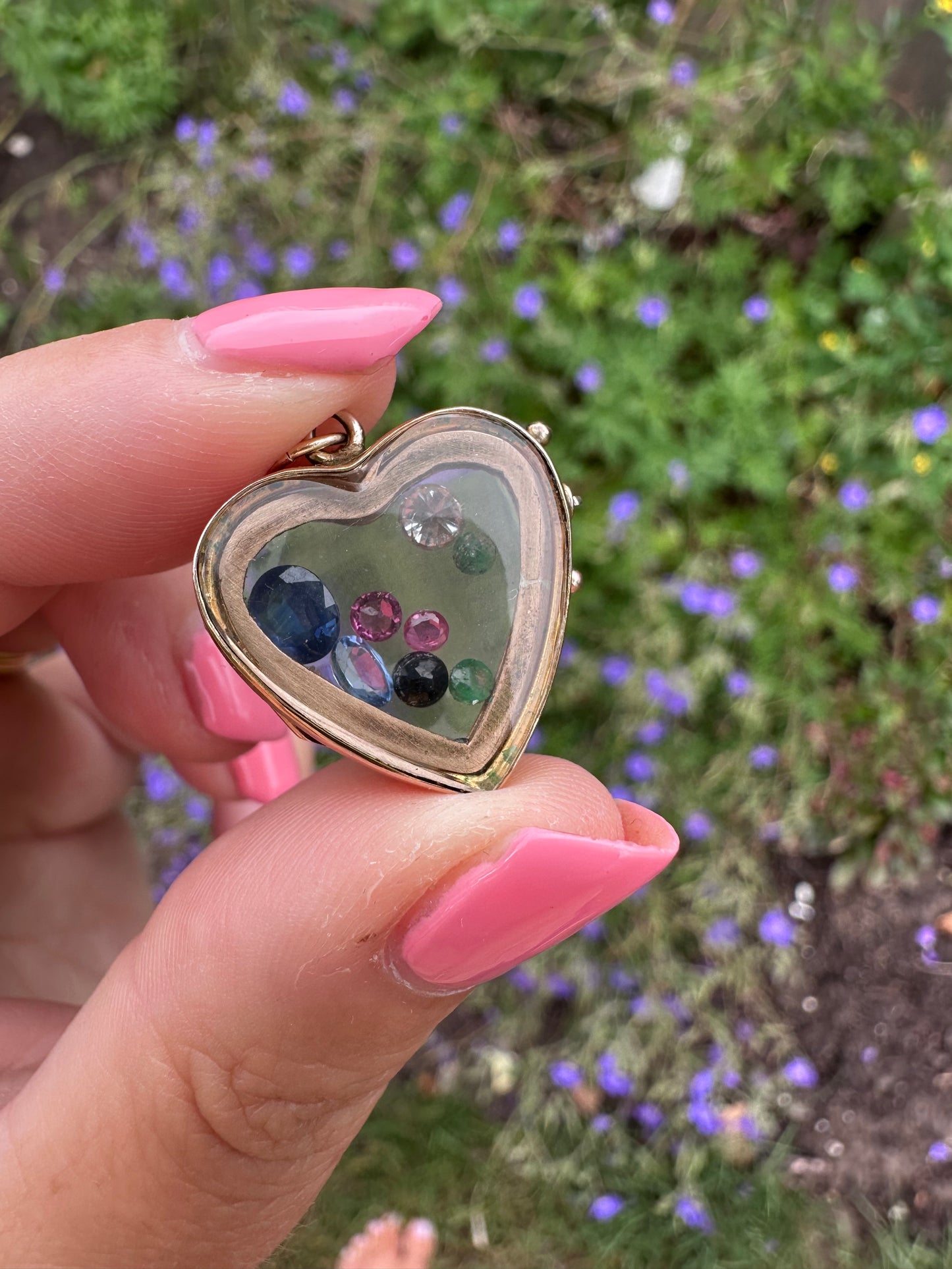 9ct Gold Glass Heart Locket Fob