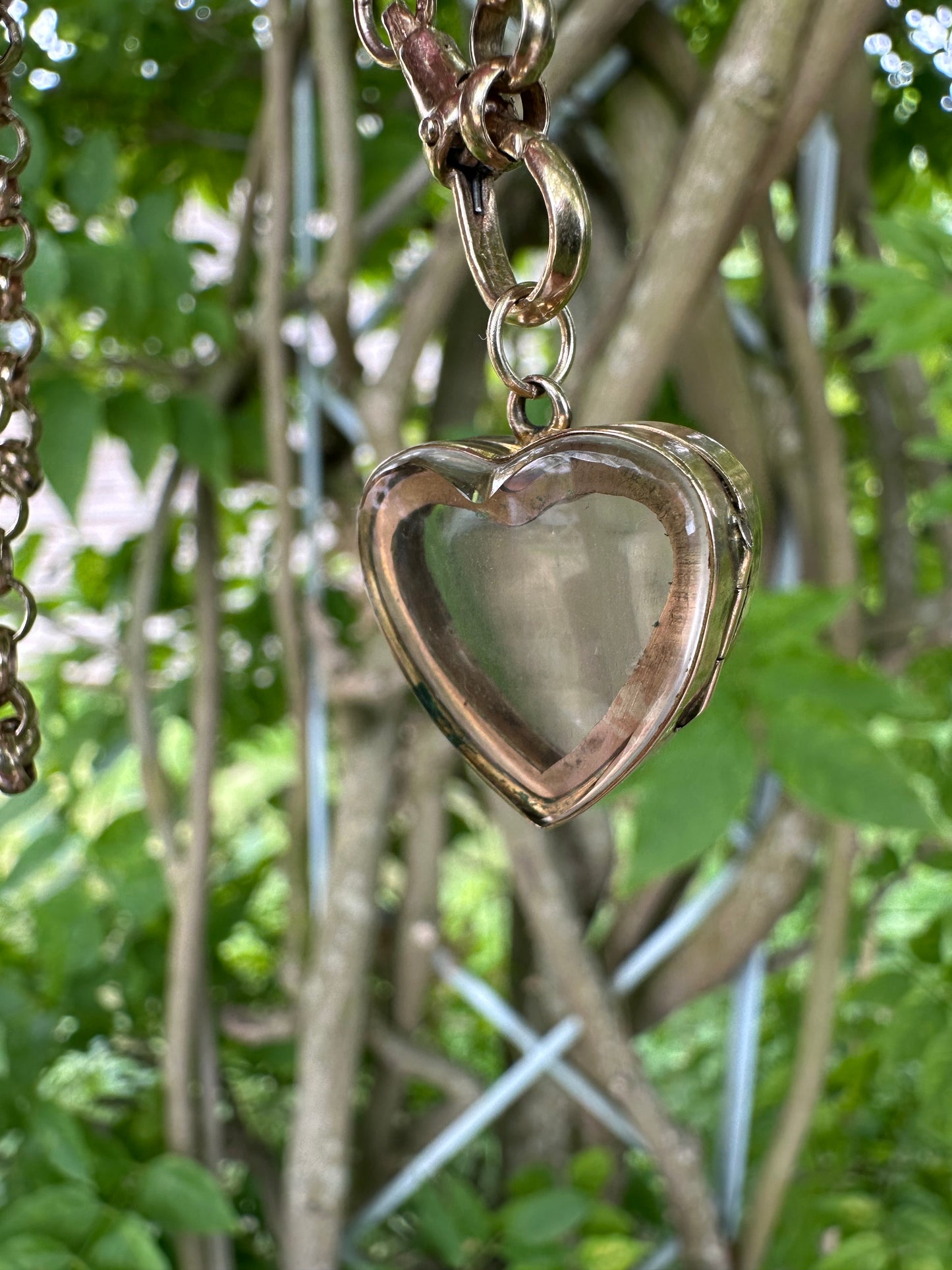 9ct Gold Glass Heart Locket Fob