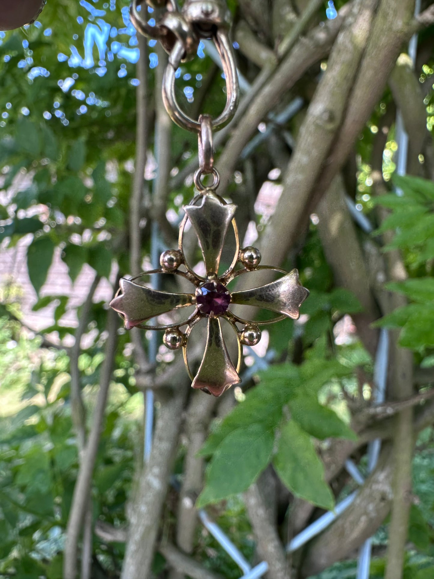 Edwardian 9ct Gold Amethyst Lavalier pendant