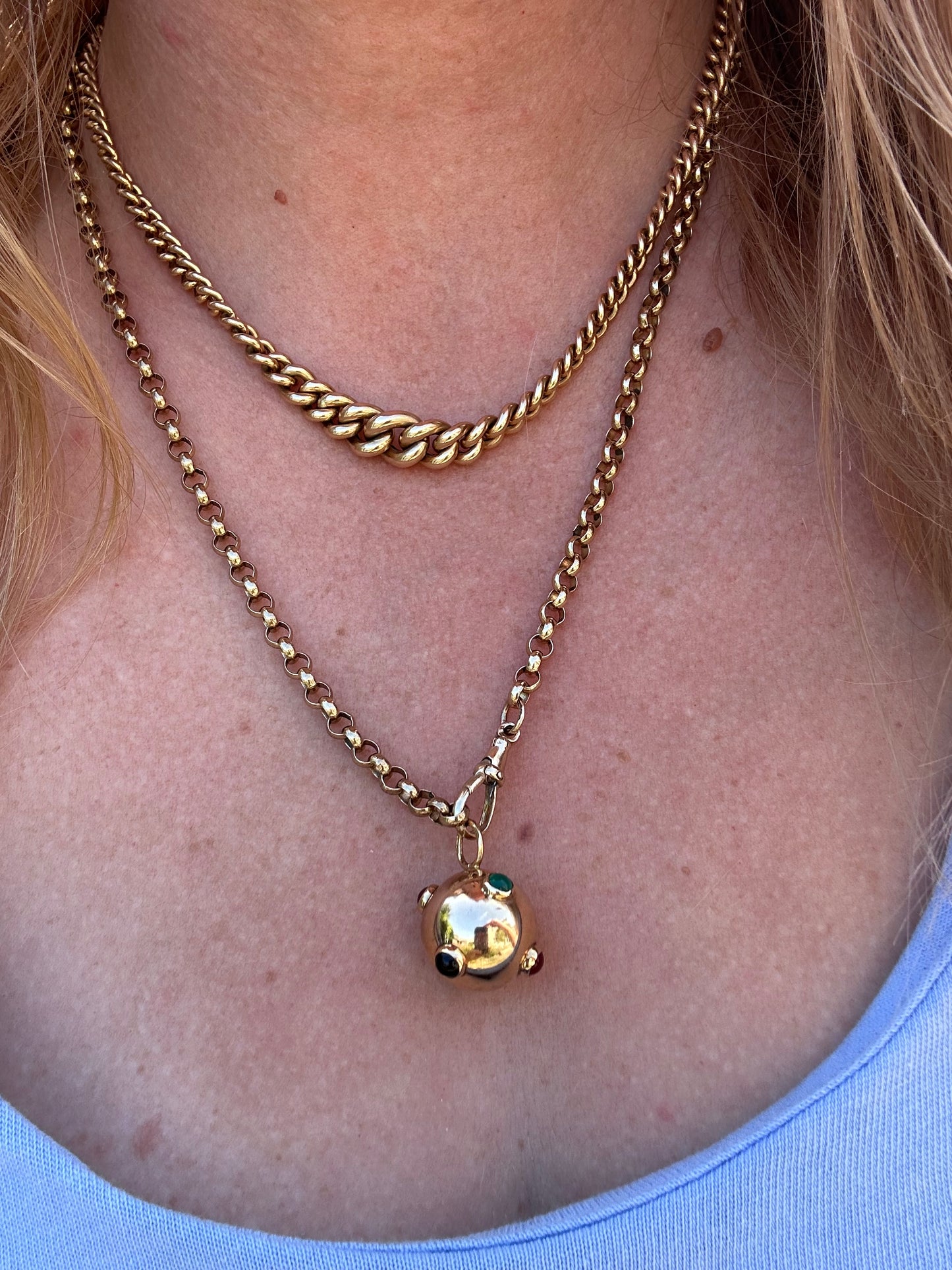 9ct Sputnik pendant with carnelian, onyx & green agate gemstones