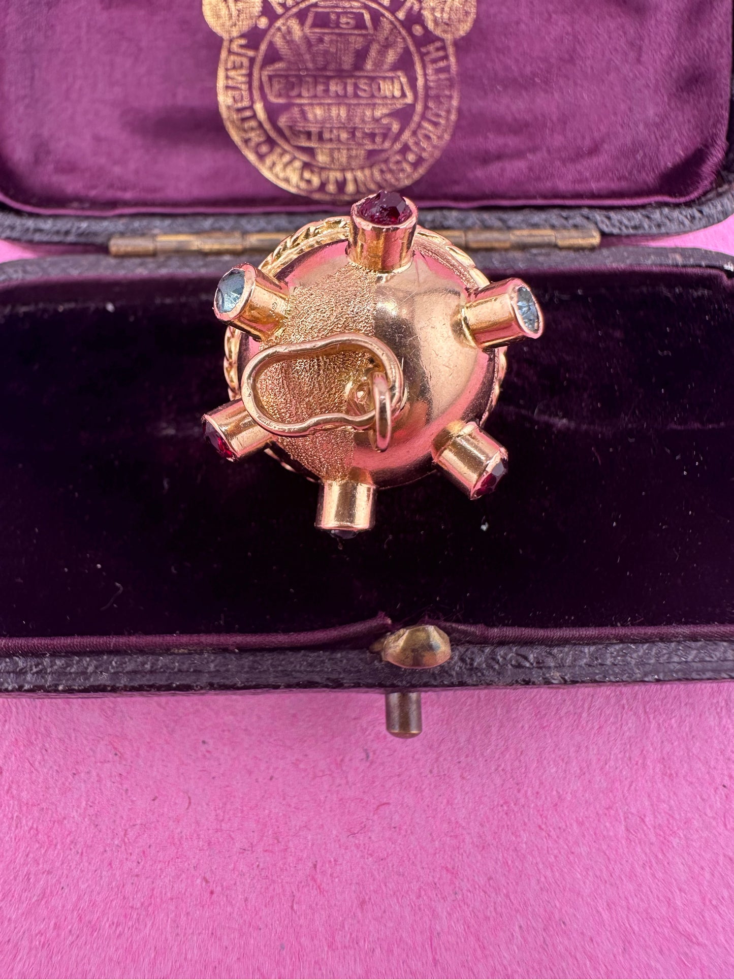 18ct Gold UFO Sputnik pendant with Topaz, Garnet & Turquoise stones.
