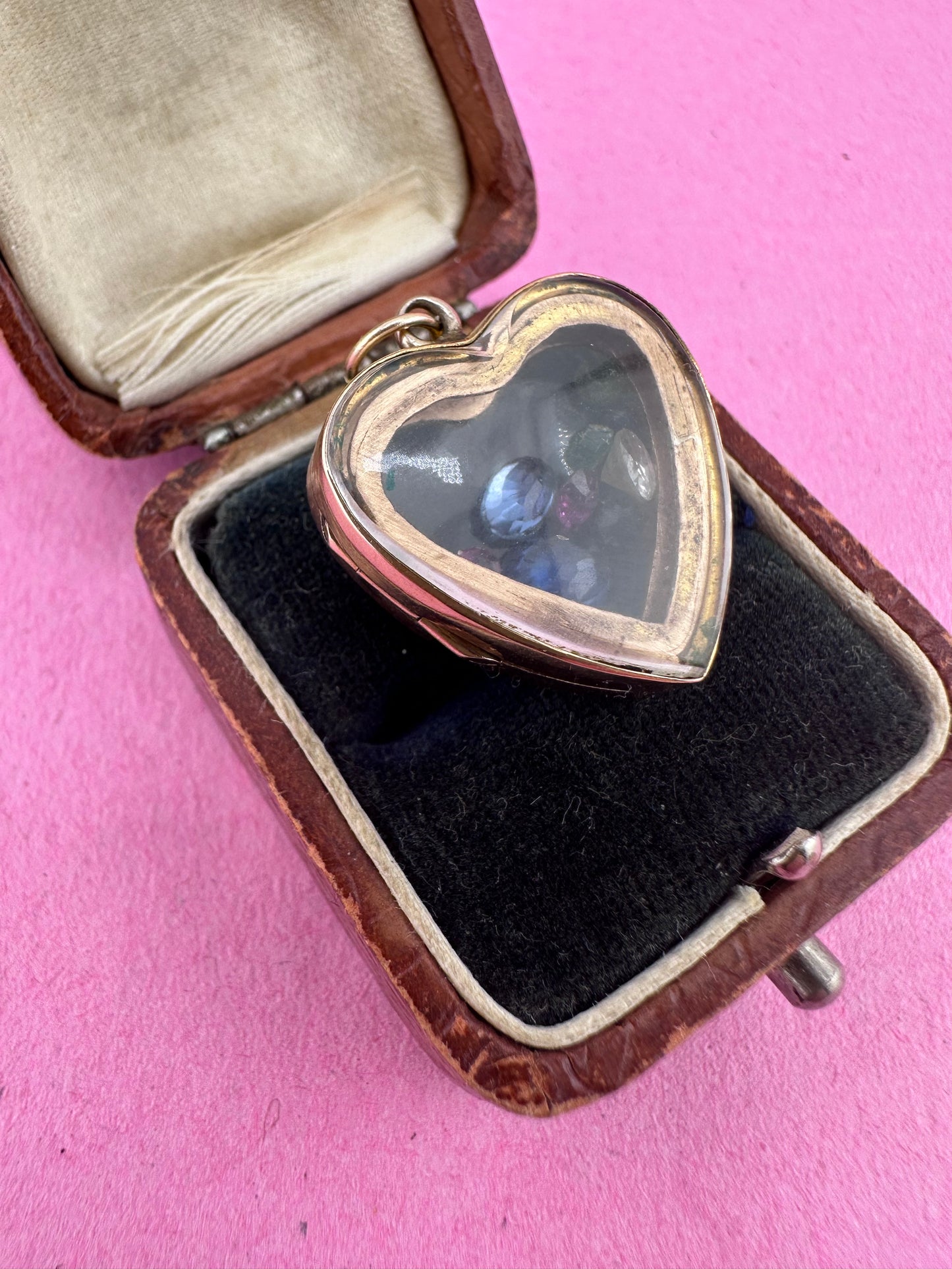 9ct Gold Glass Heart Locket Fob