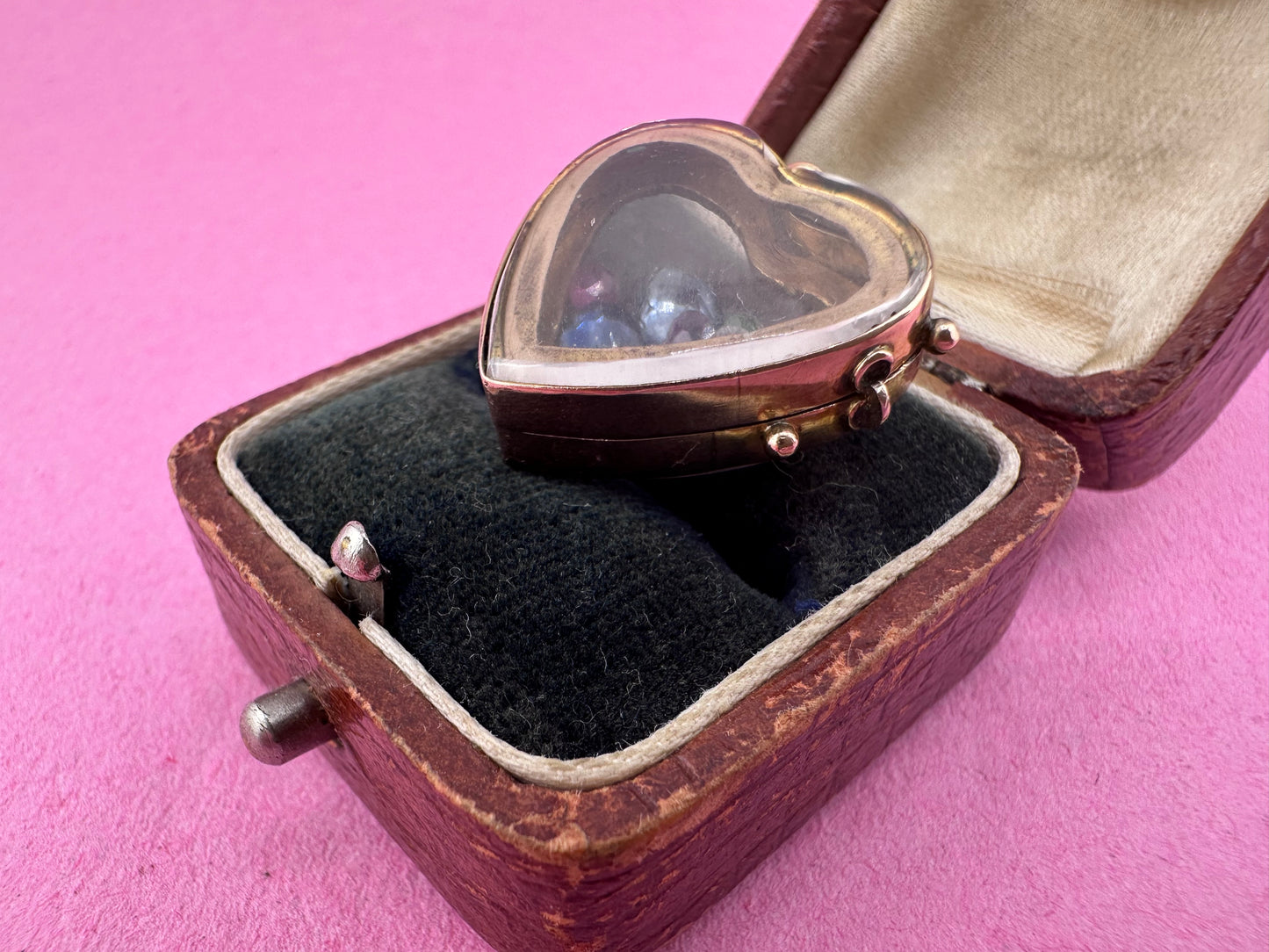 9ct Gold Glass Heart Locket Fob