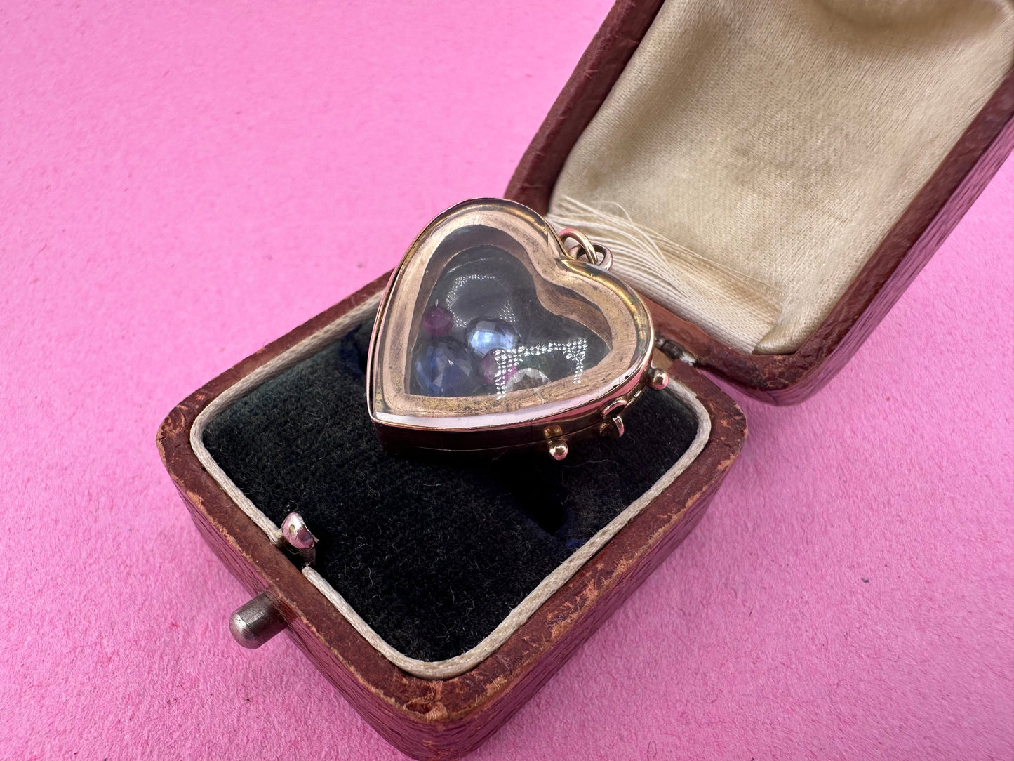 9ct Gold Glass Heart Locket Fob