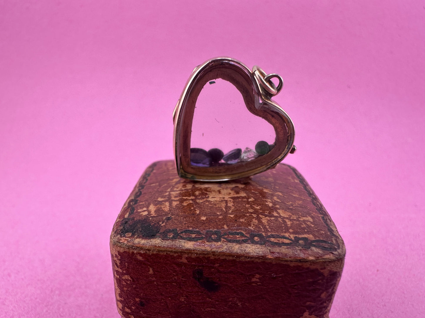 9ct Gold Glass Heart Locket Fob