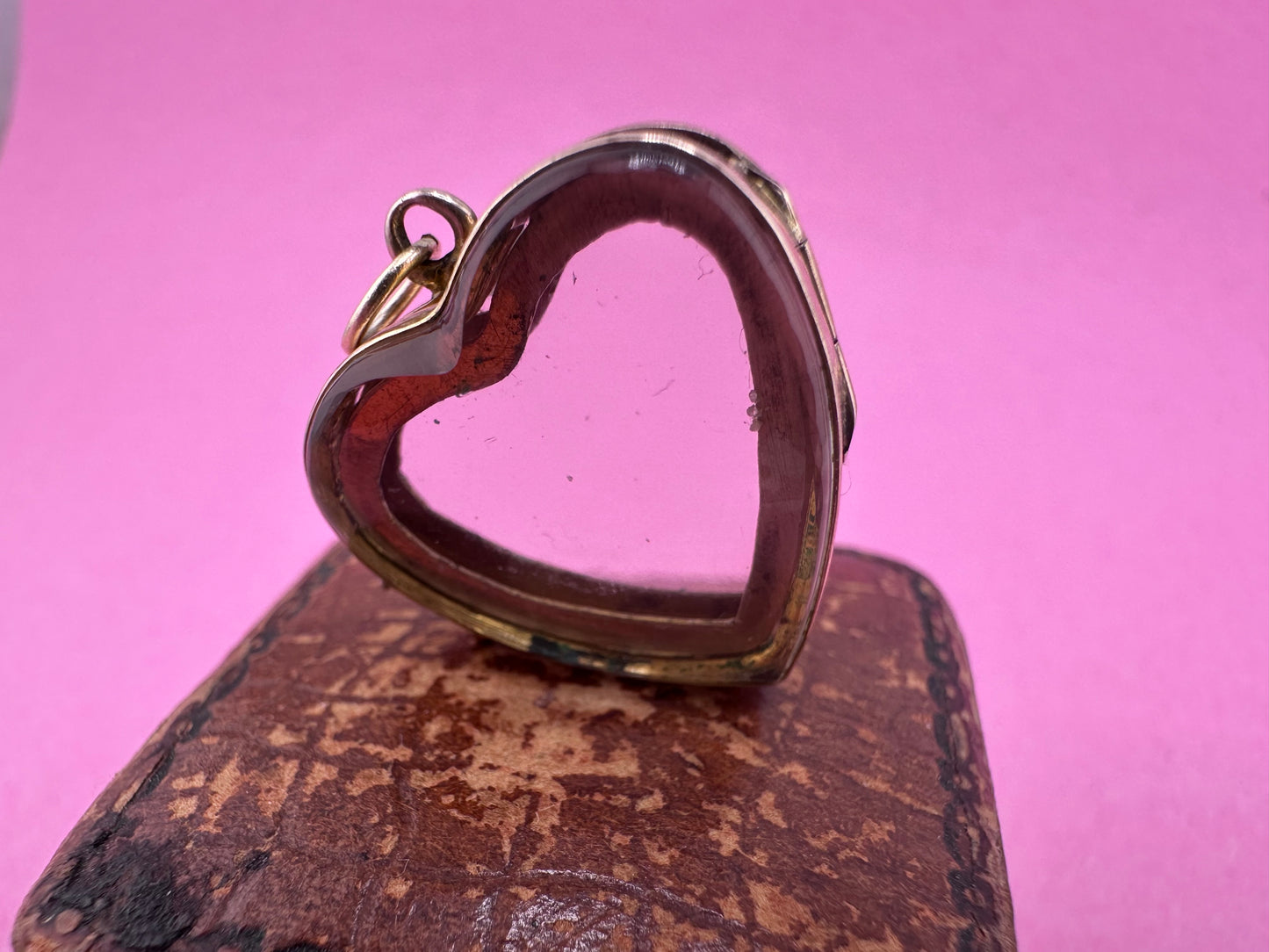 9ct Gold Glass Heart Locket Fob