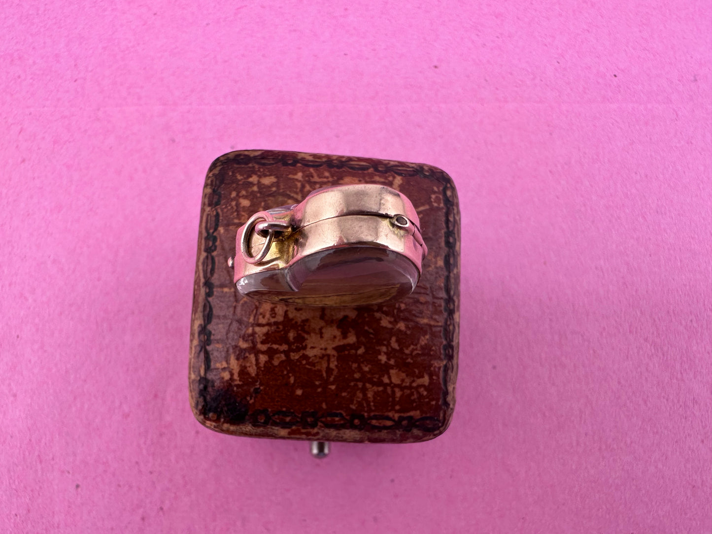 9ct Gold Glass Heart Locket Fob