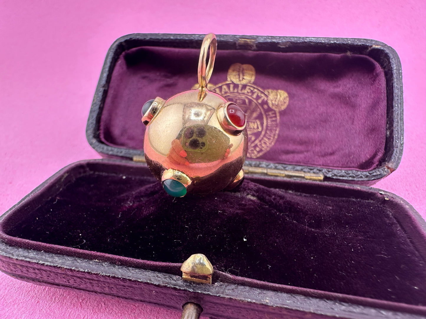 9ct Sputnik pendant with carnelian, onyx & green agate gemstones