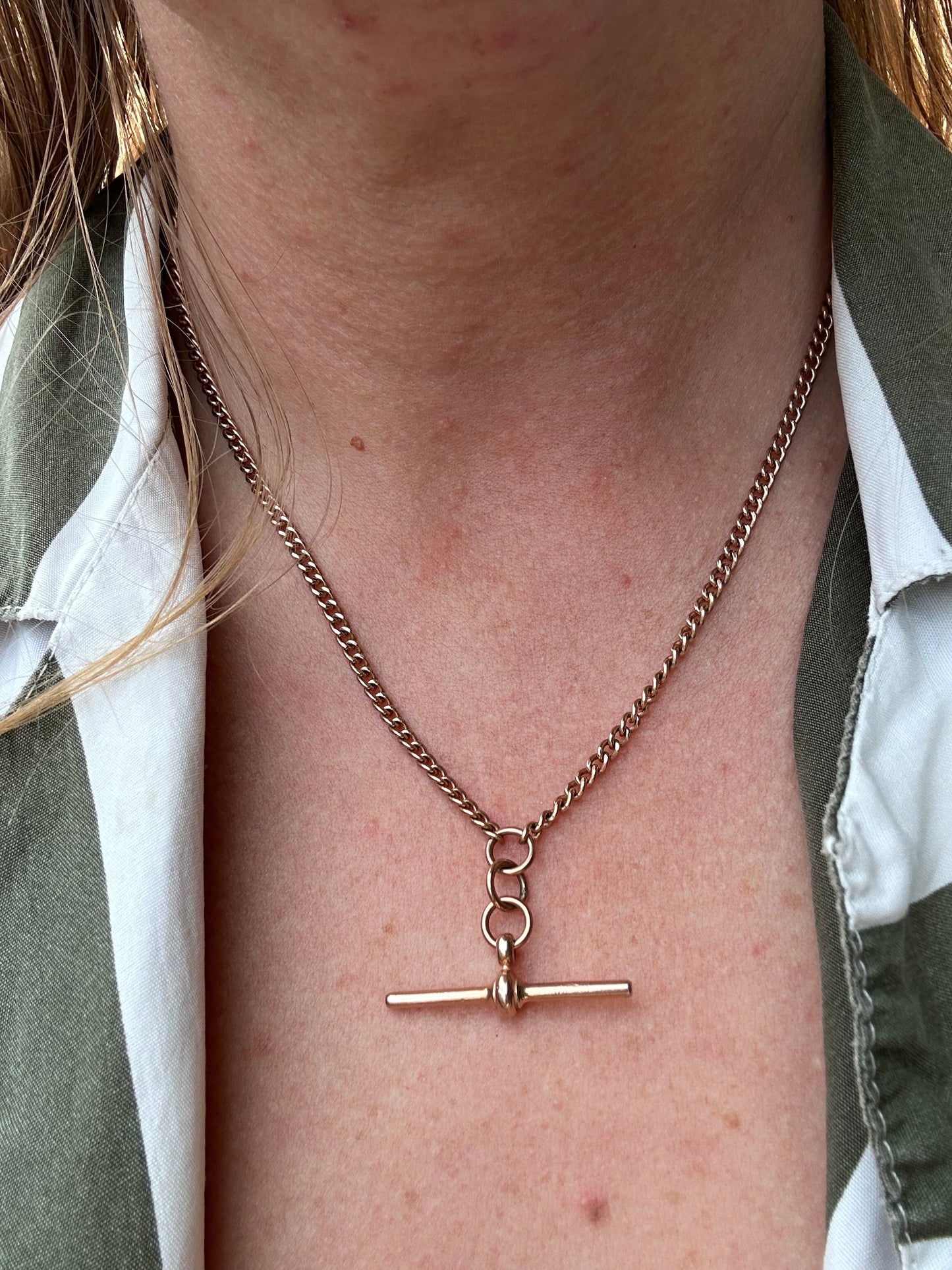 Vintage 9ct Rose Gold Albert chain with t-bar
