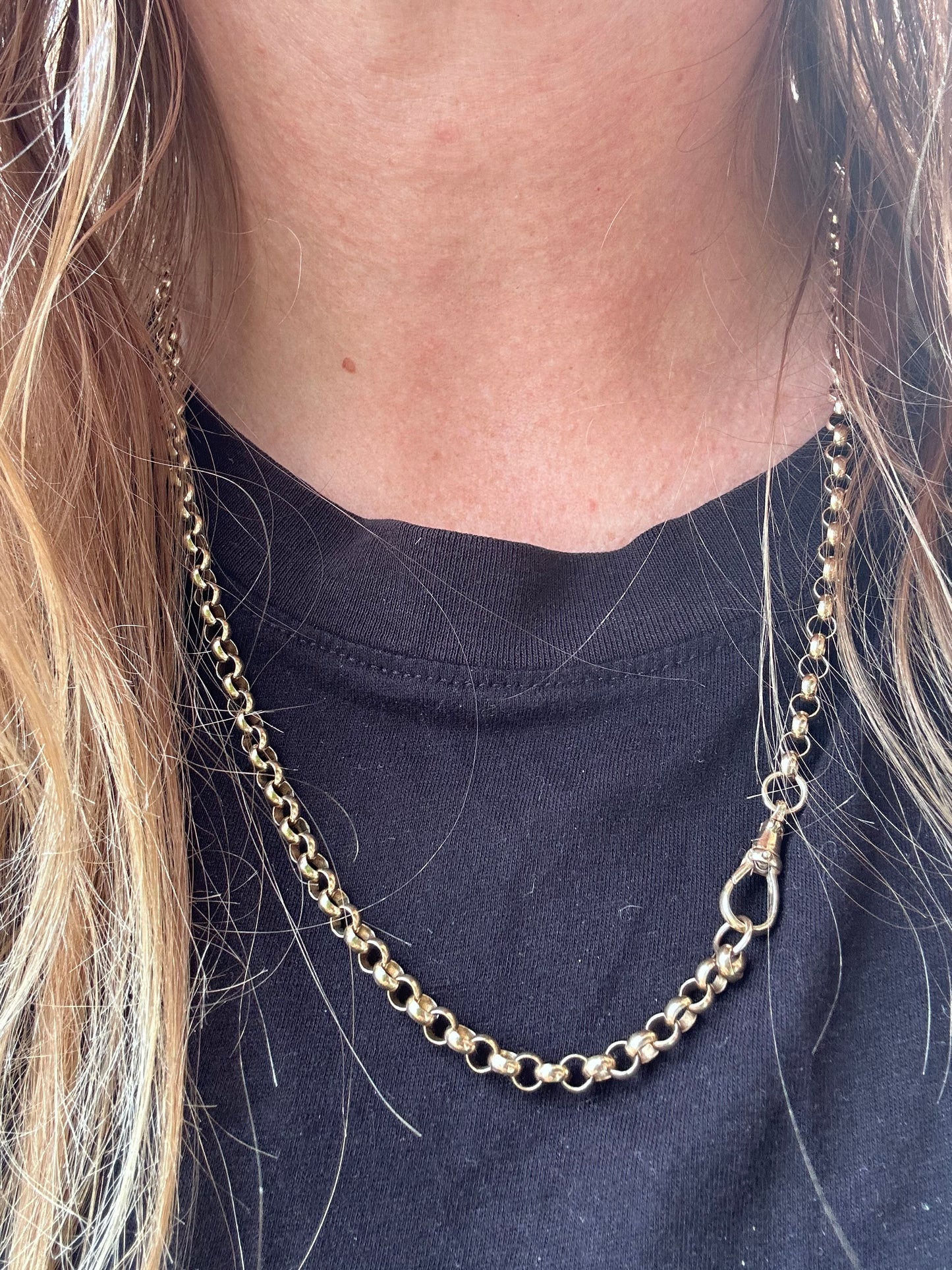 Vintage 9ct gold Rolo/belcher chain with original dog clip
