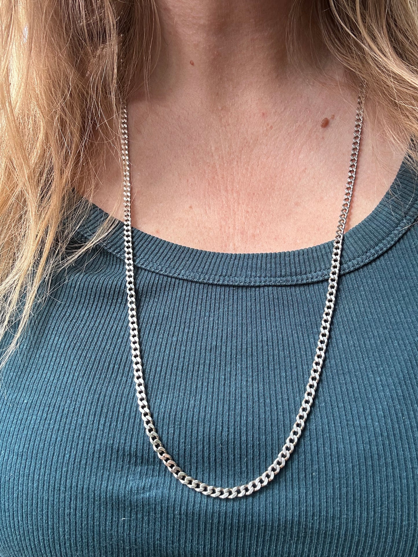 Sterling silver Flat curb chain