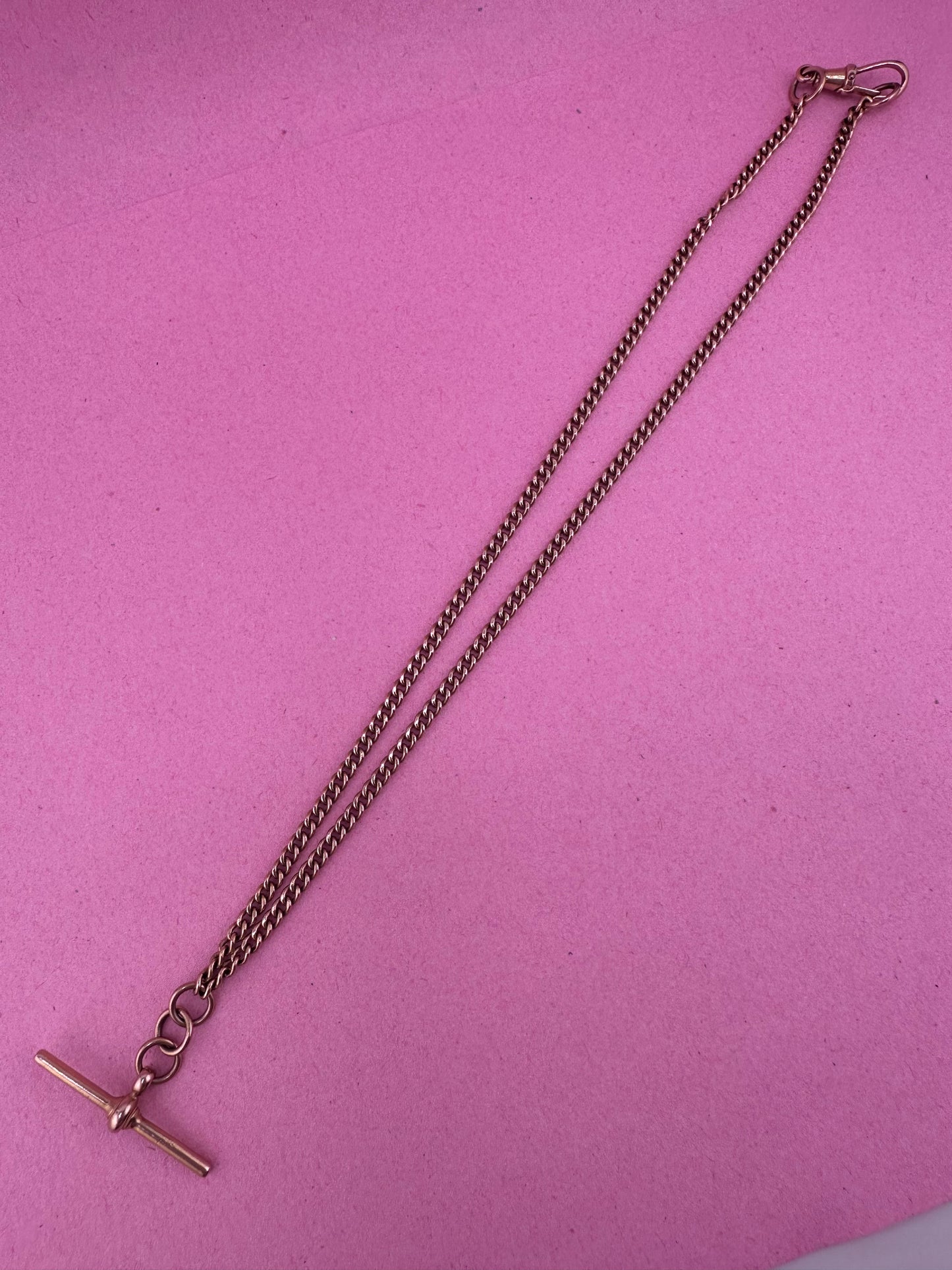 Vintage 9ct Rose Gold Albert chain with t-bar