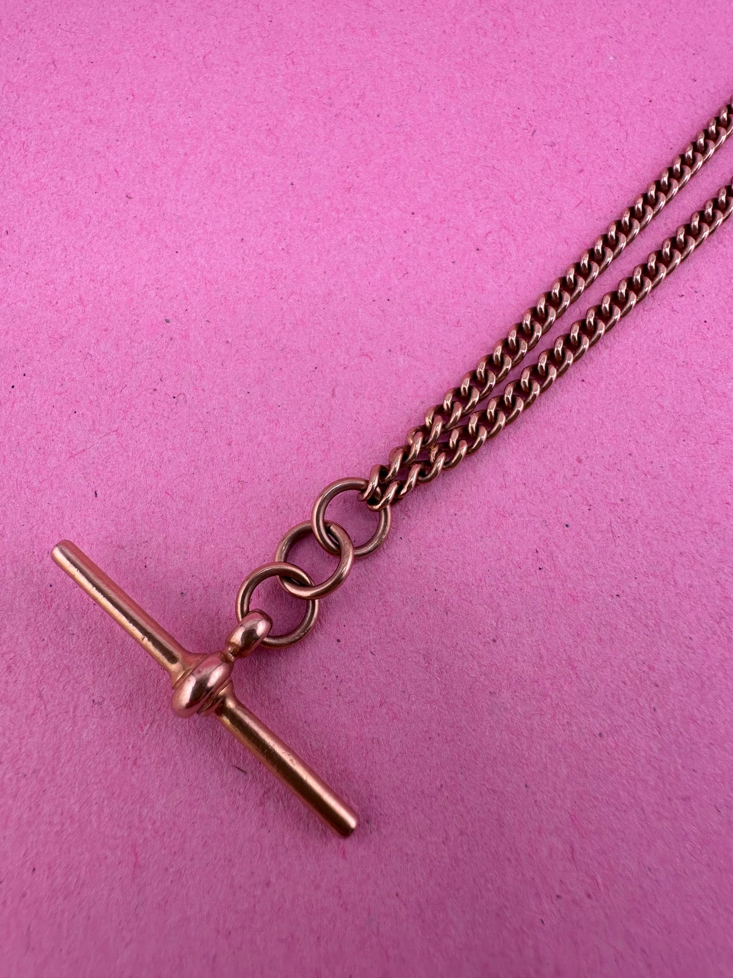 Vintage 9ct Rose Gold Albert chain with t-bar