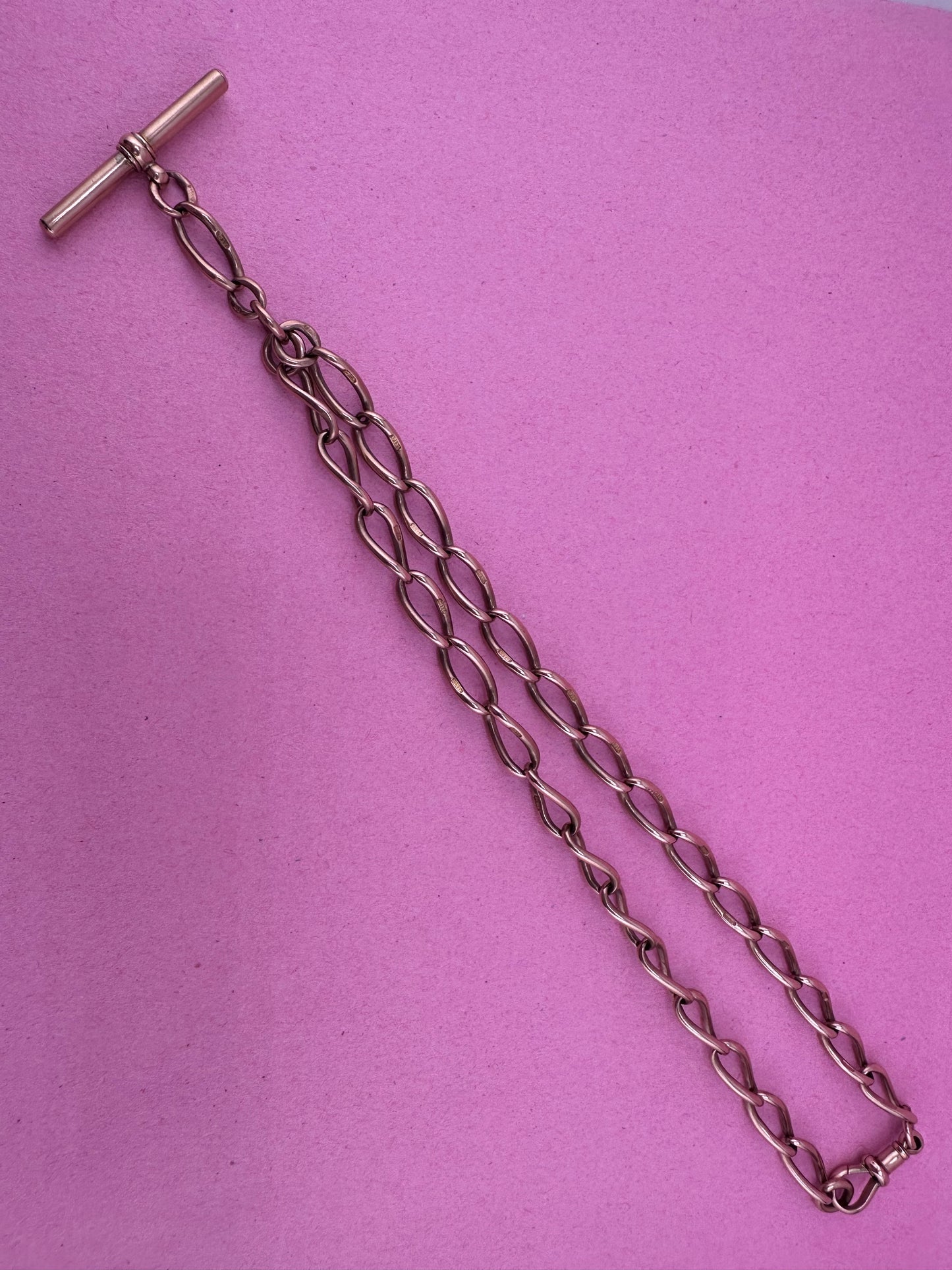 Antique 9ct Rose Gold Open Curb Albert chain