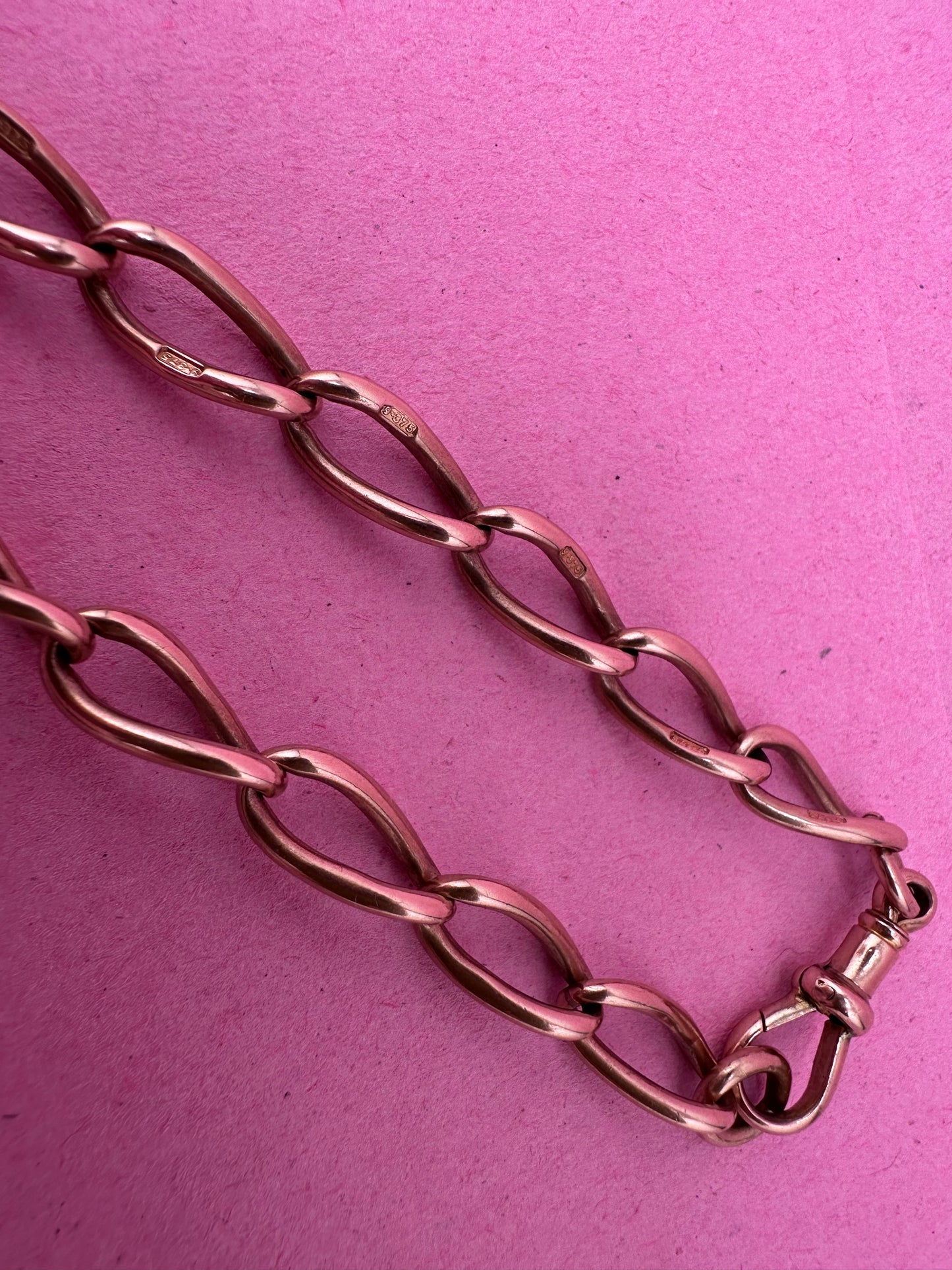 Antique 9ct Rose Gold Open Curb Albert chain