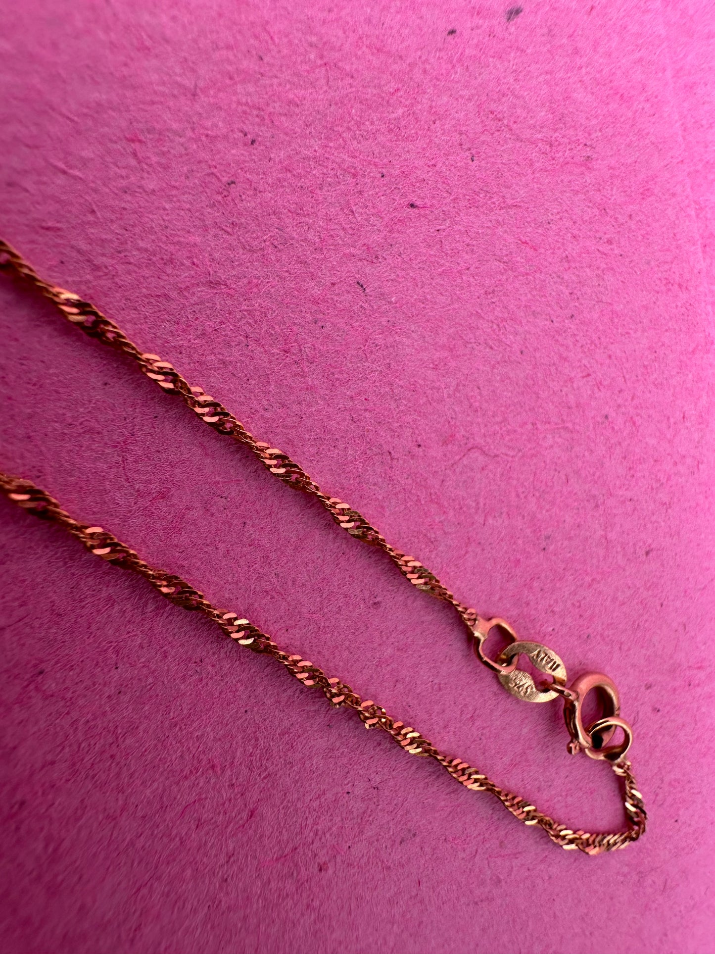 Vintage 9ct Gold Loose Rope chain with heart tassel slider.