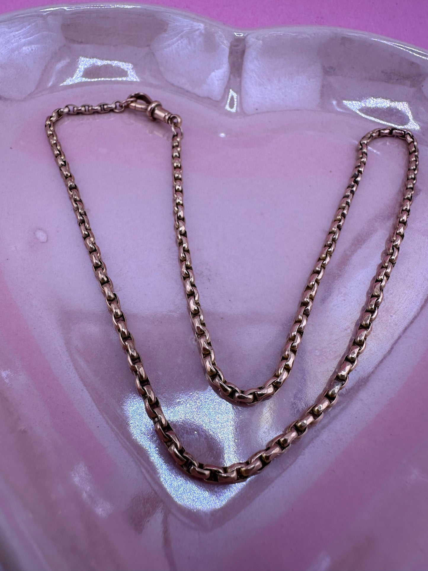 Antique 9ct Peachy Gold Faceted Oval Belcher chain