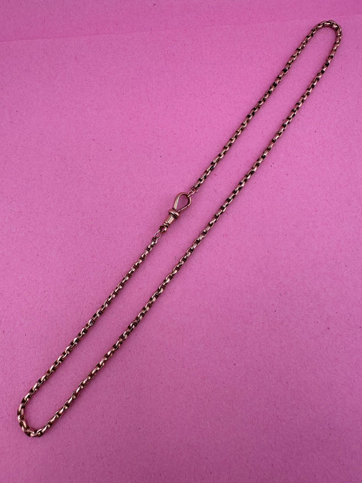 Antique 9ct Peachy Gold Faceted Oval Belcher chain