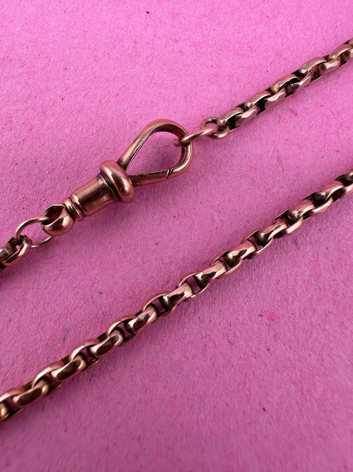 Antique 9ct Peachy Gold Faceted Oval Belcher chain