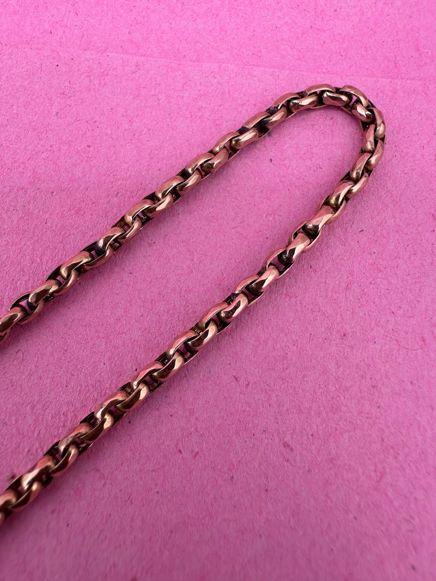Antique 9ct Peachy Gold Faceted Oval Belcher chain