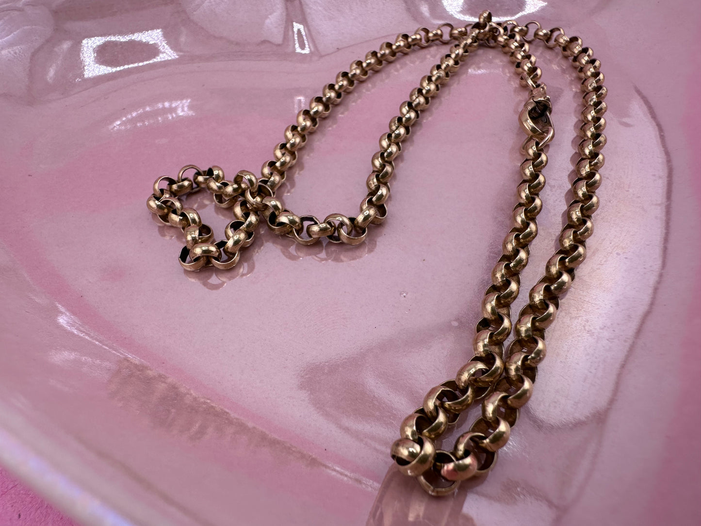 Vintage 9ct gold Rolo/belcher chain with original dog clip