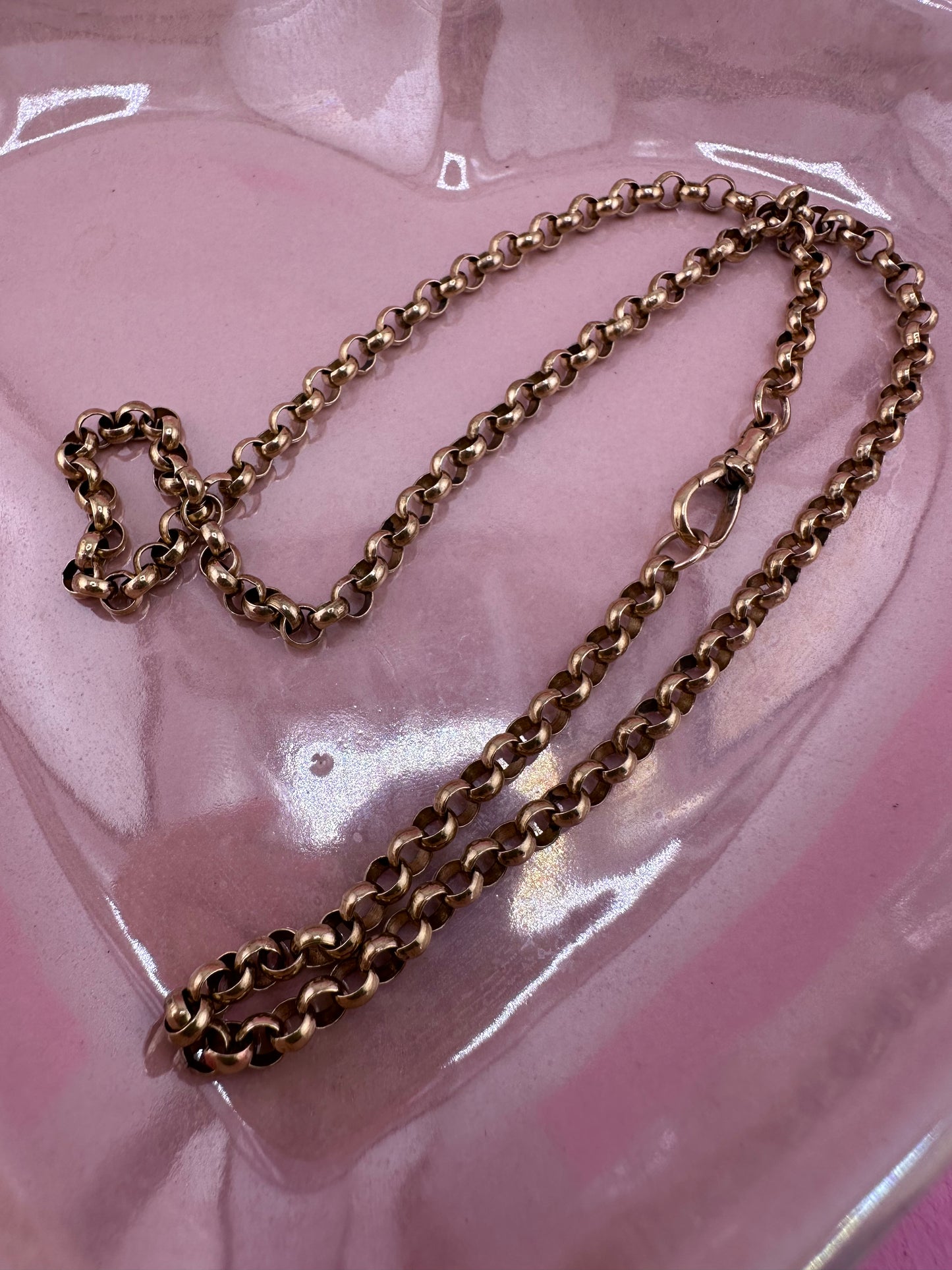 Vintage 9ct gold Rolo/belcher chain with original dog clip