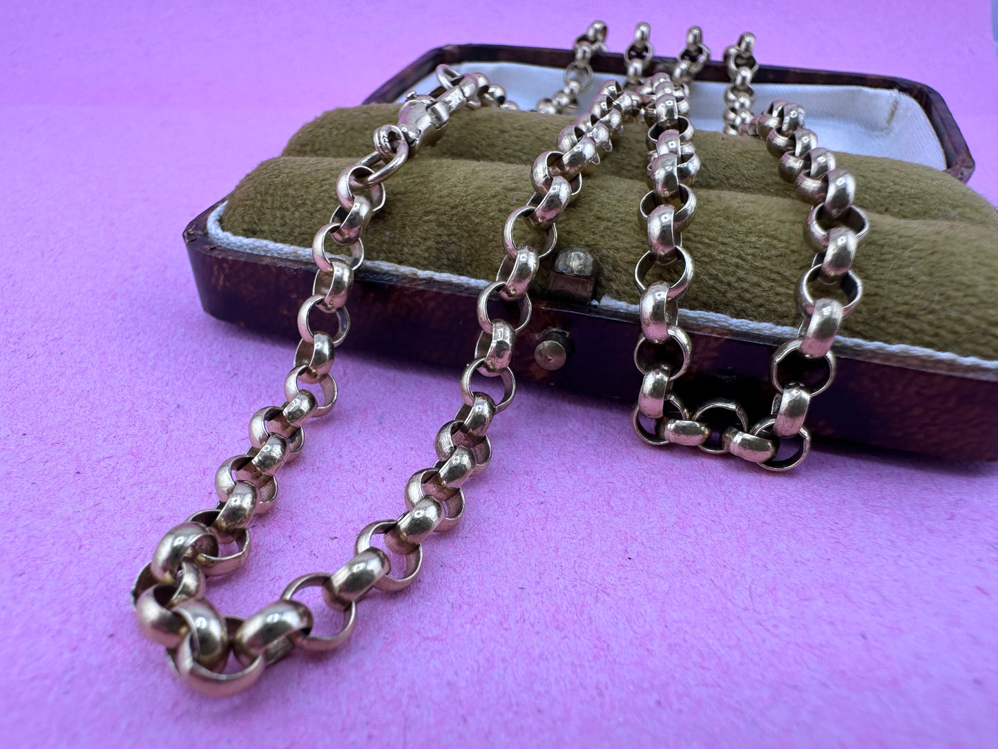 Vintage 9ct gold Rolo/belcher chain with original dog clip