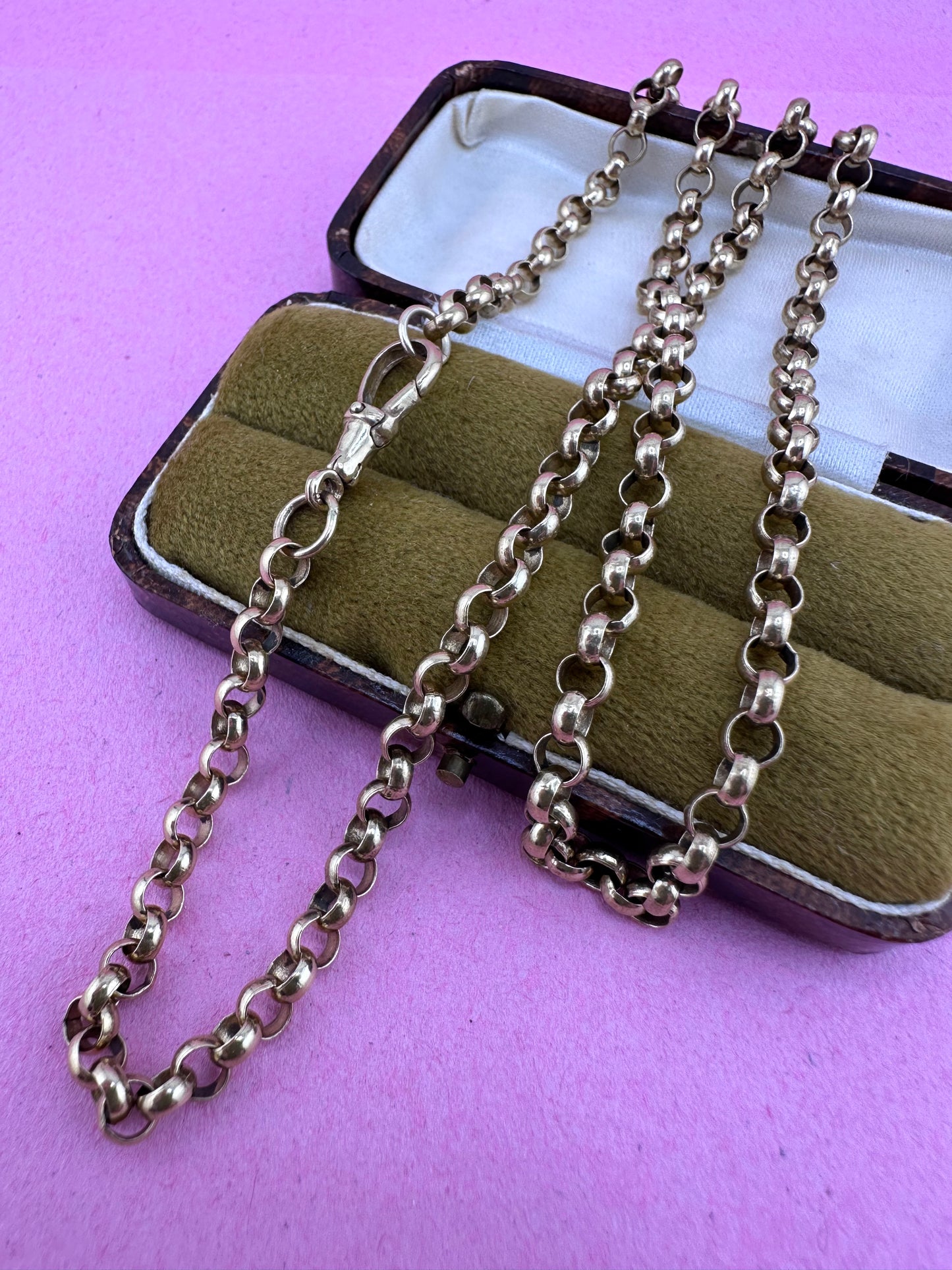 Vintage 9ct gold Rolo/belcher chain with original dog clip