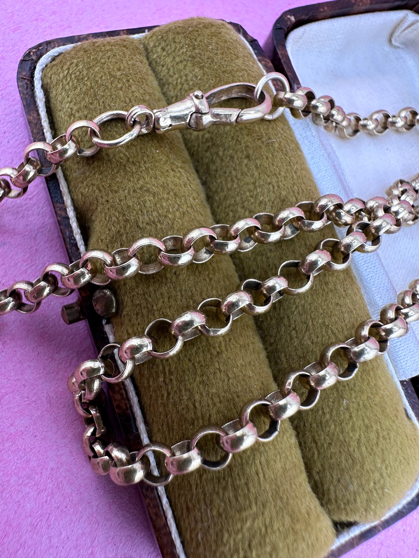 Vintage 9ct gold Rolo/belcher chain with original dog clip