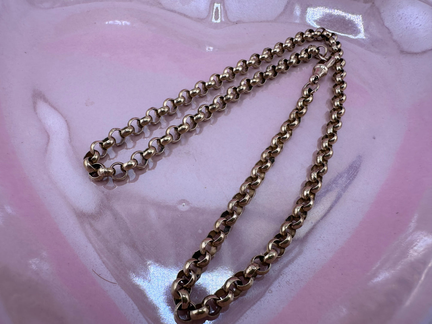 Vintage 9ct Yellow Gold Rolo/Belcher chain with antique dog clip