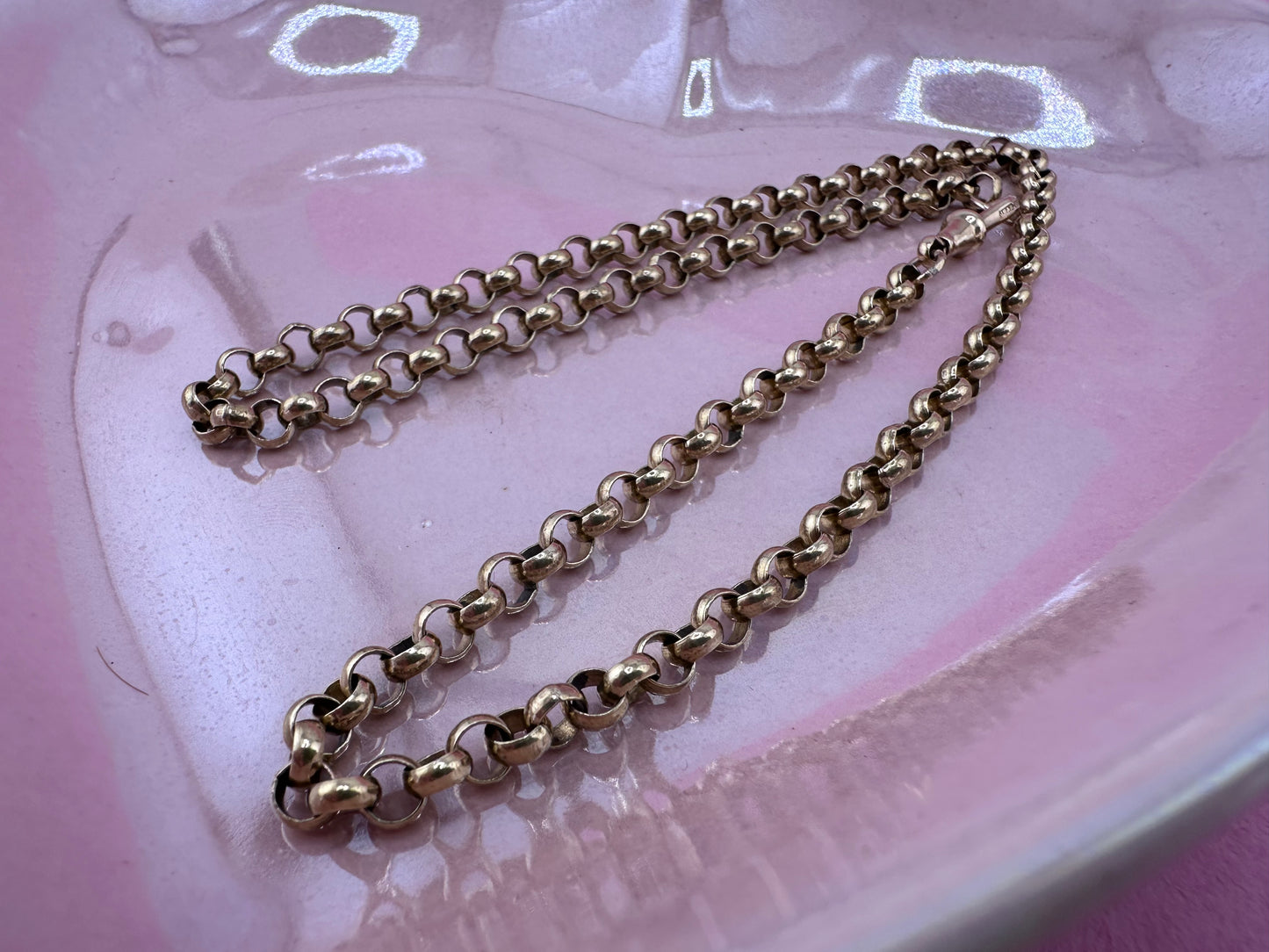 Vintage 9ct Yellow Gold Rolo/Belcher chain with antique dog clip